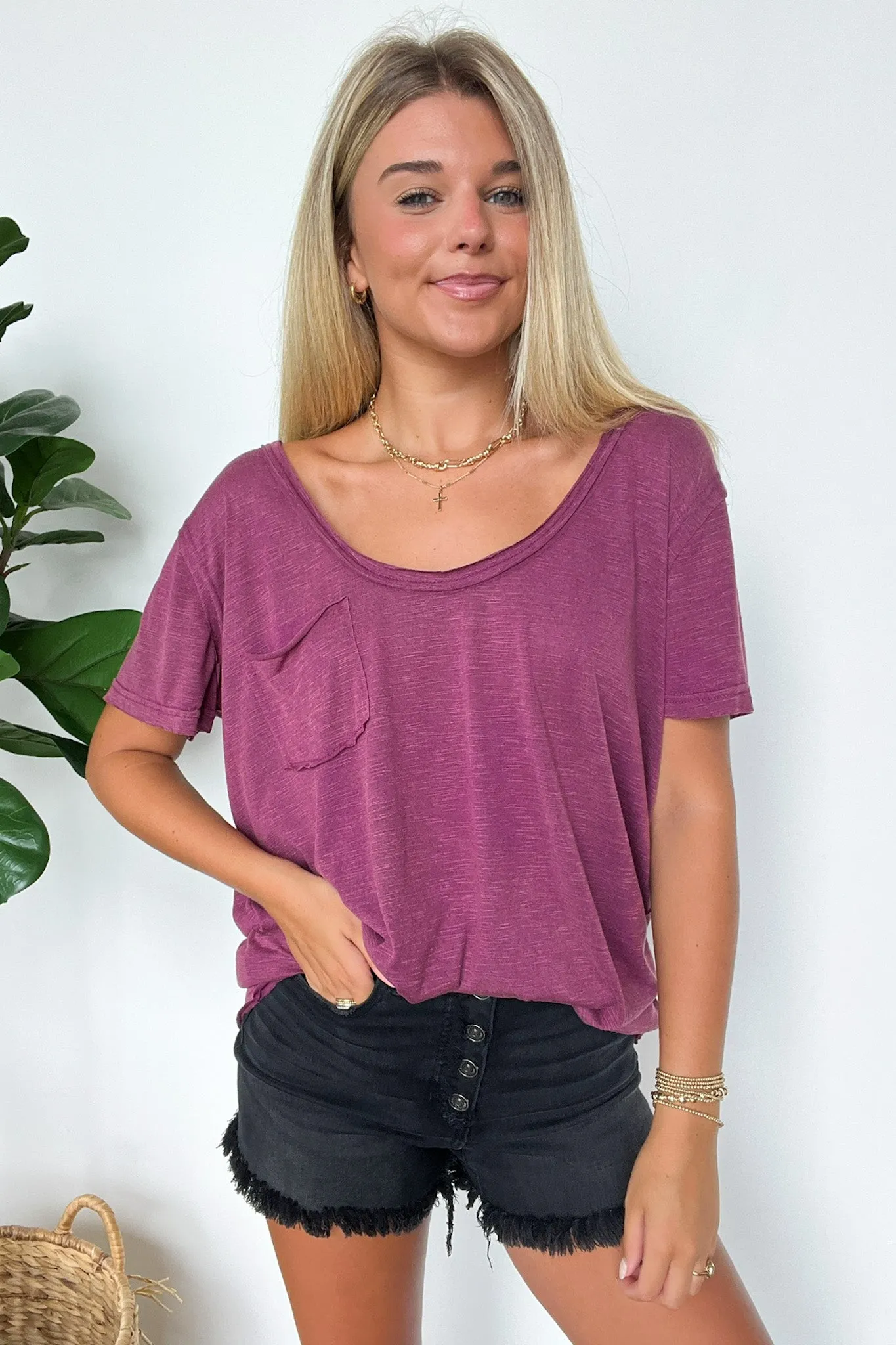 Jadyn Scoop Neck Relaxed Pocket Tee - BACK IN STOCK