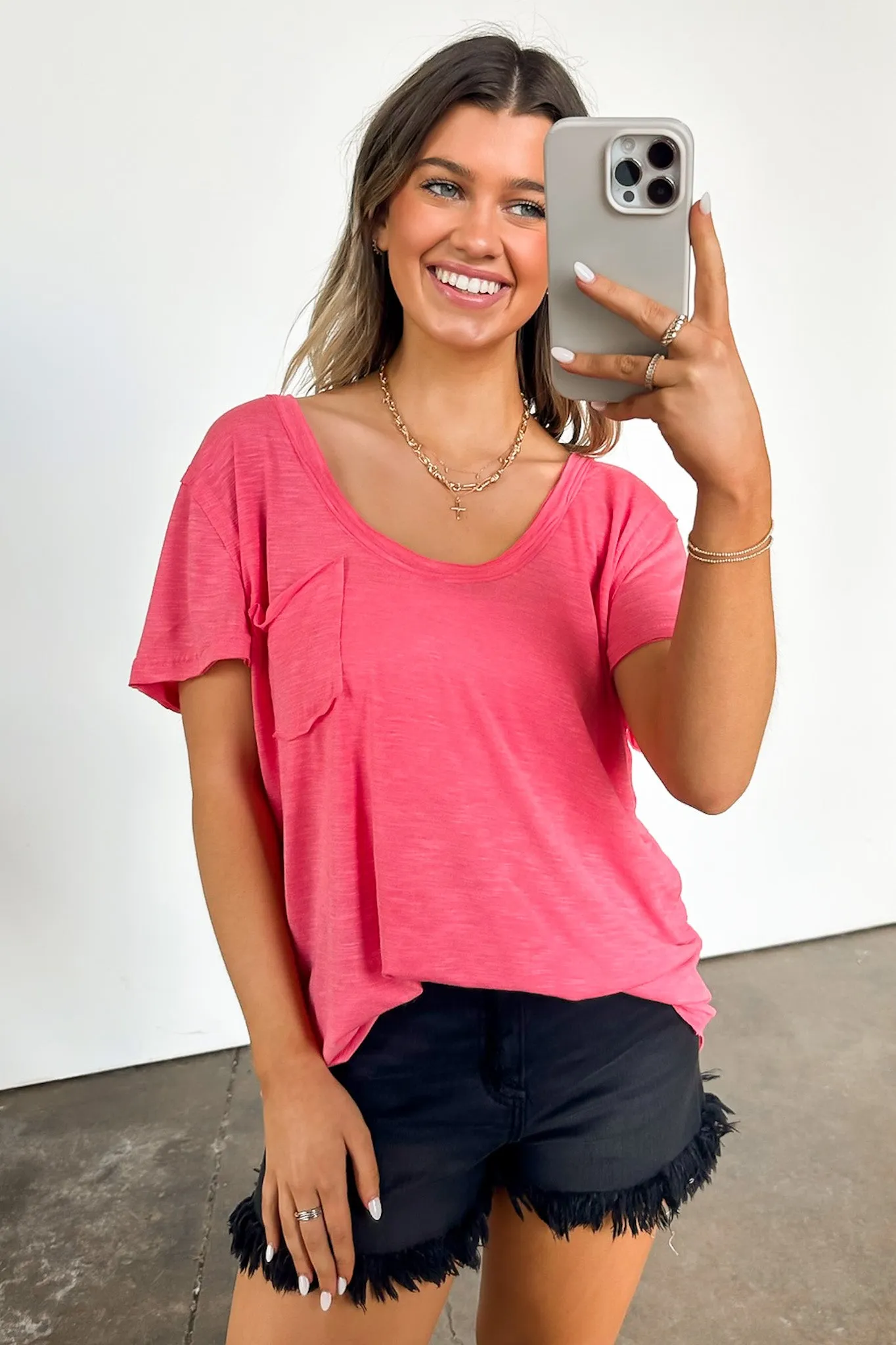Jadyn Scoop Neck Relaxed Pocket Tee - BACK IN STOCK