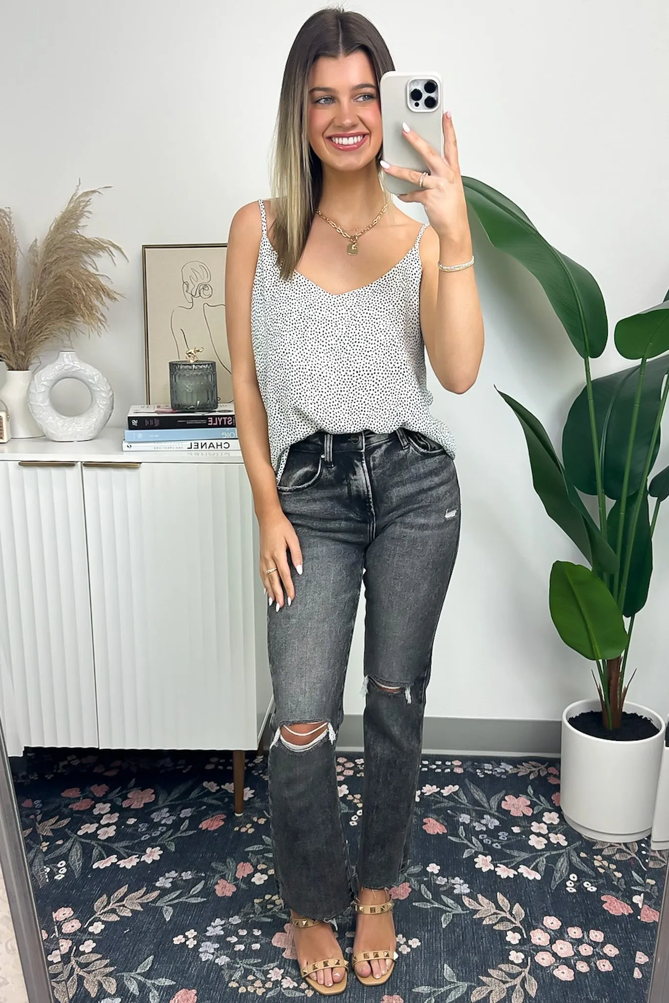 Janaya V-Neck Dot Tank - FINAL SALE
