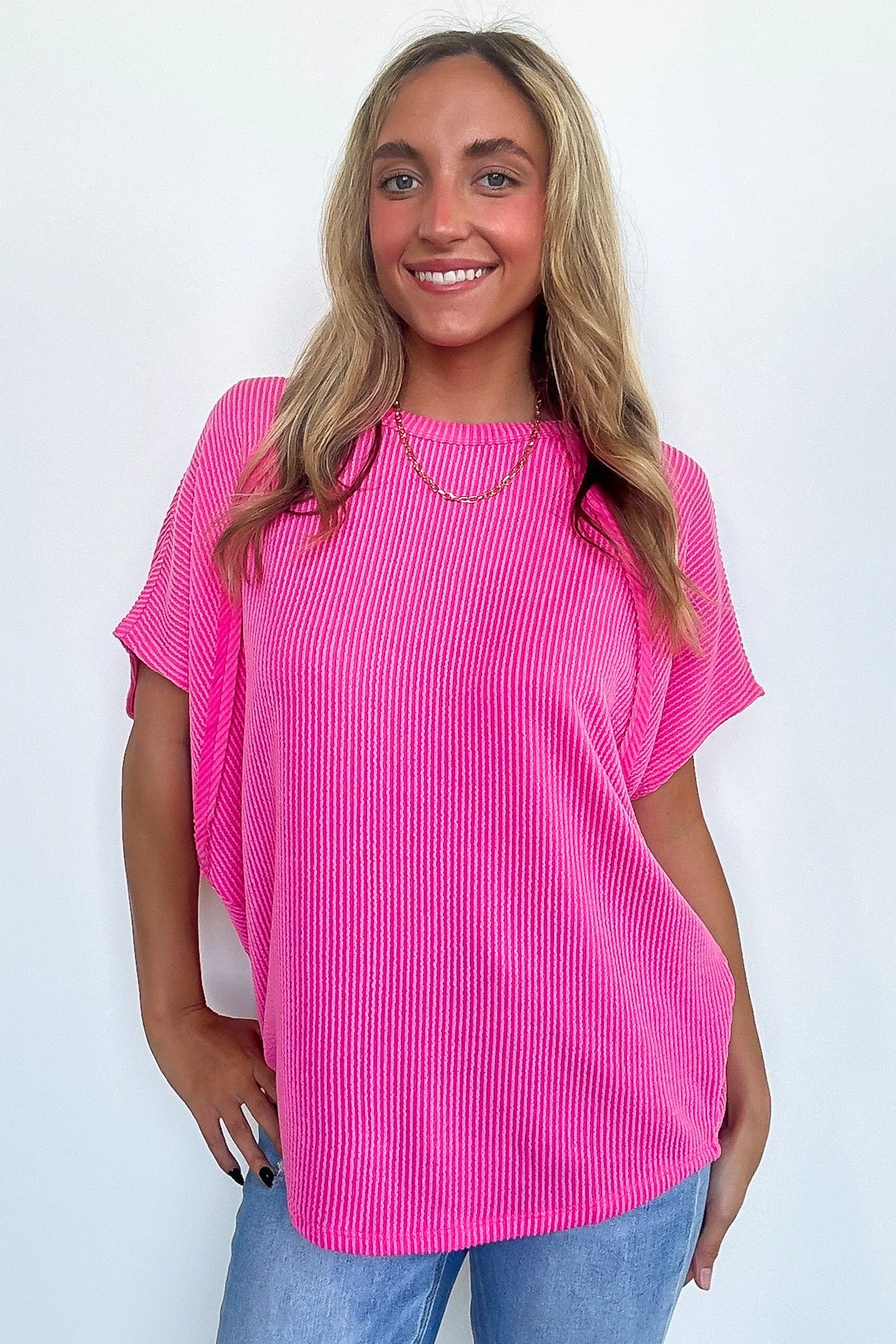 Jenisa Ribbed Knit Relaxed Top