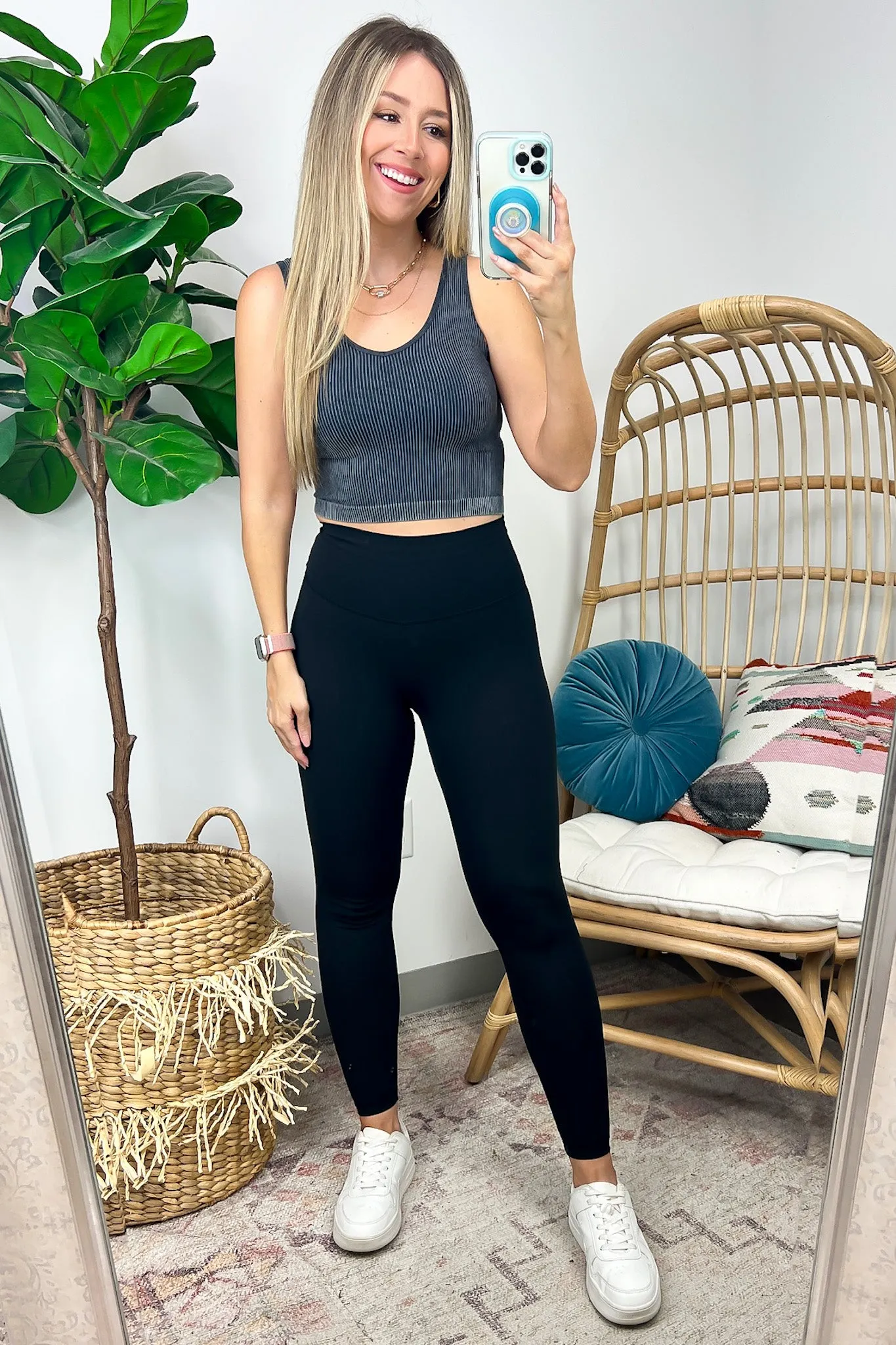 Jenner Mineral Wash Seamless Cropped Bra Tank Top