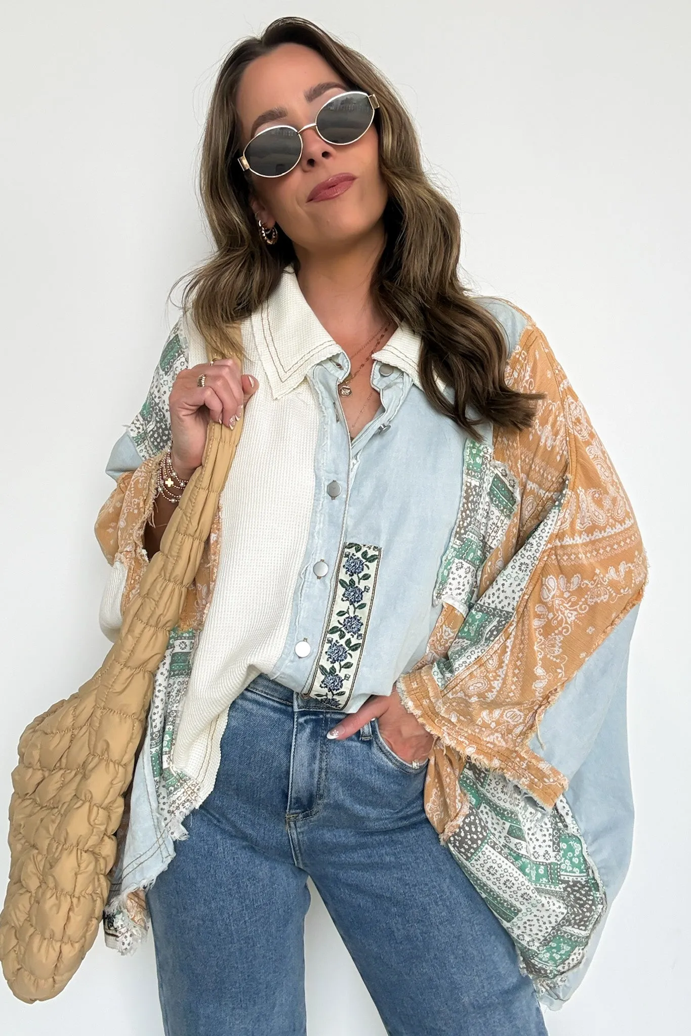 Joslyn Patchwork Contrast Denim Shirt - BACK IN STOCK