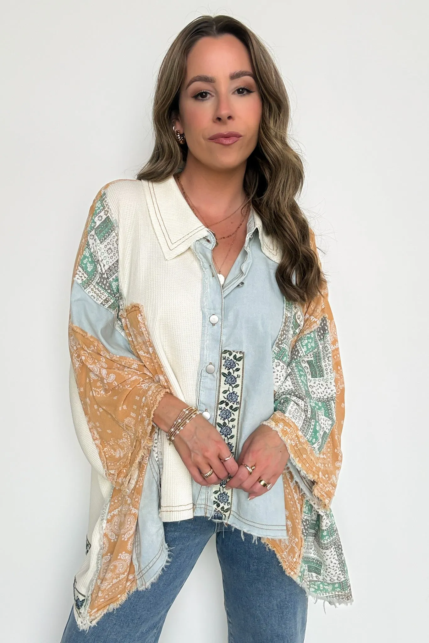 Joslyn Patchwork Contrast Denim Shirt - BACK IN STOCK