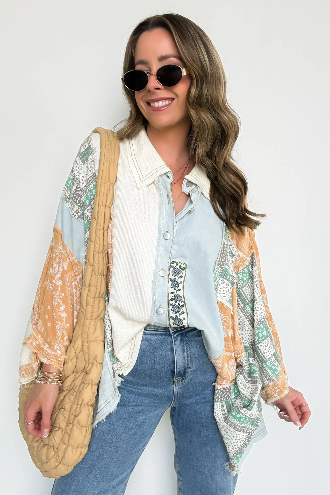 Joslyn Patchwork Contrast Denim Shirt - BACK IN STOCK