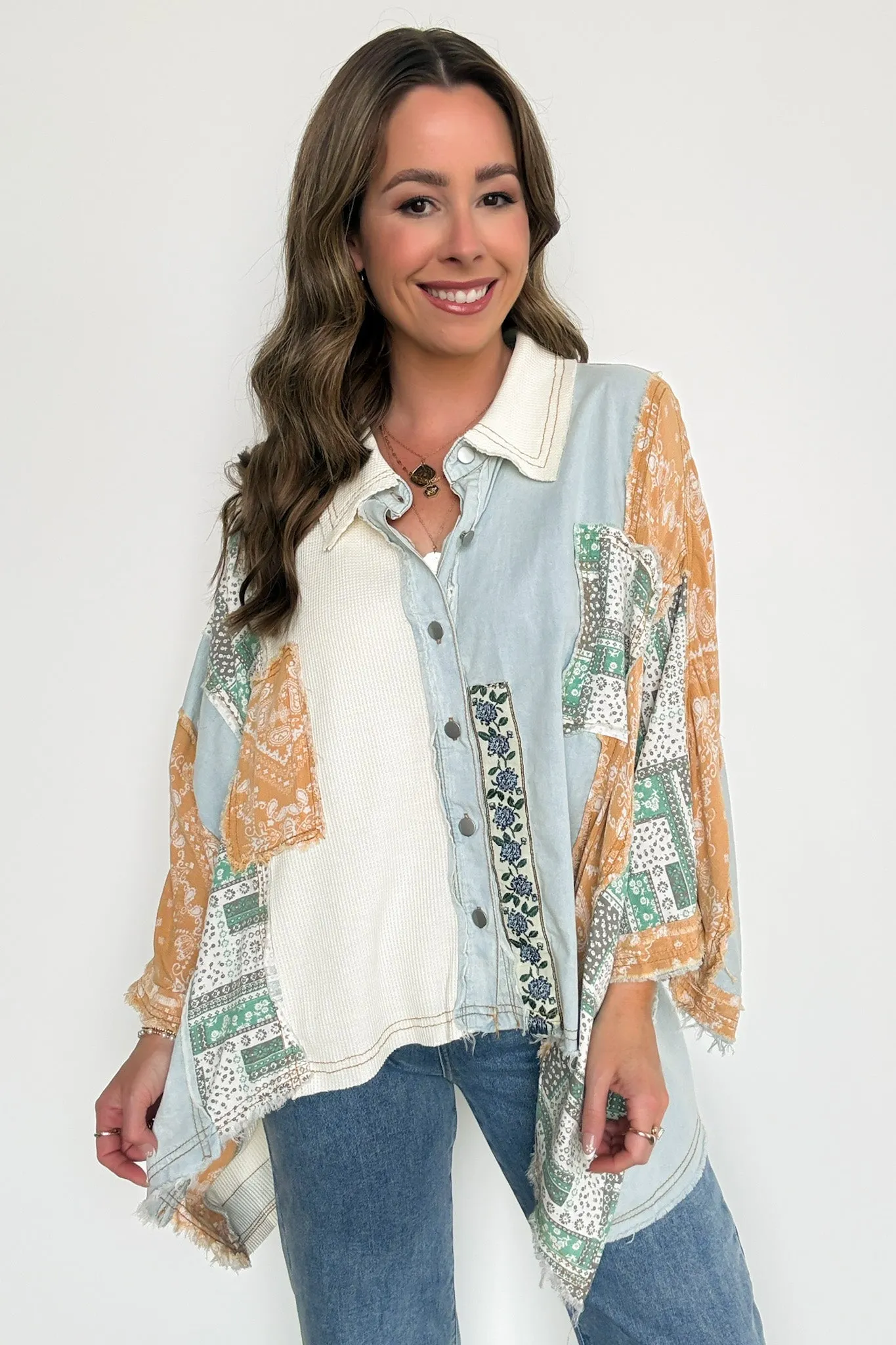 Joslyn Patchwork Contrast Denim Shirt - BACK IN STOCK