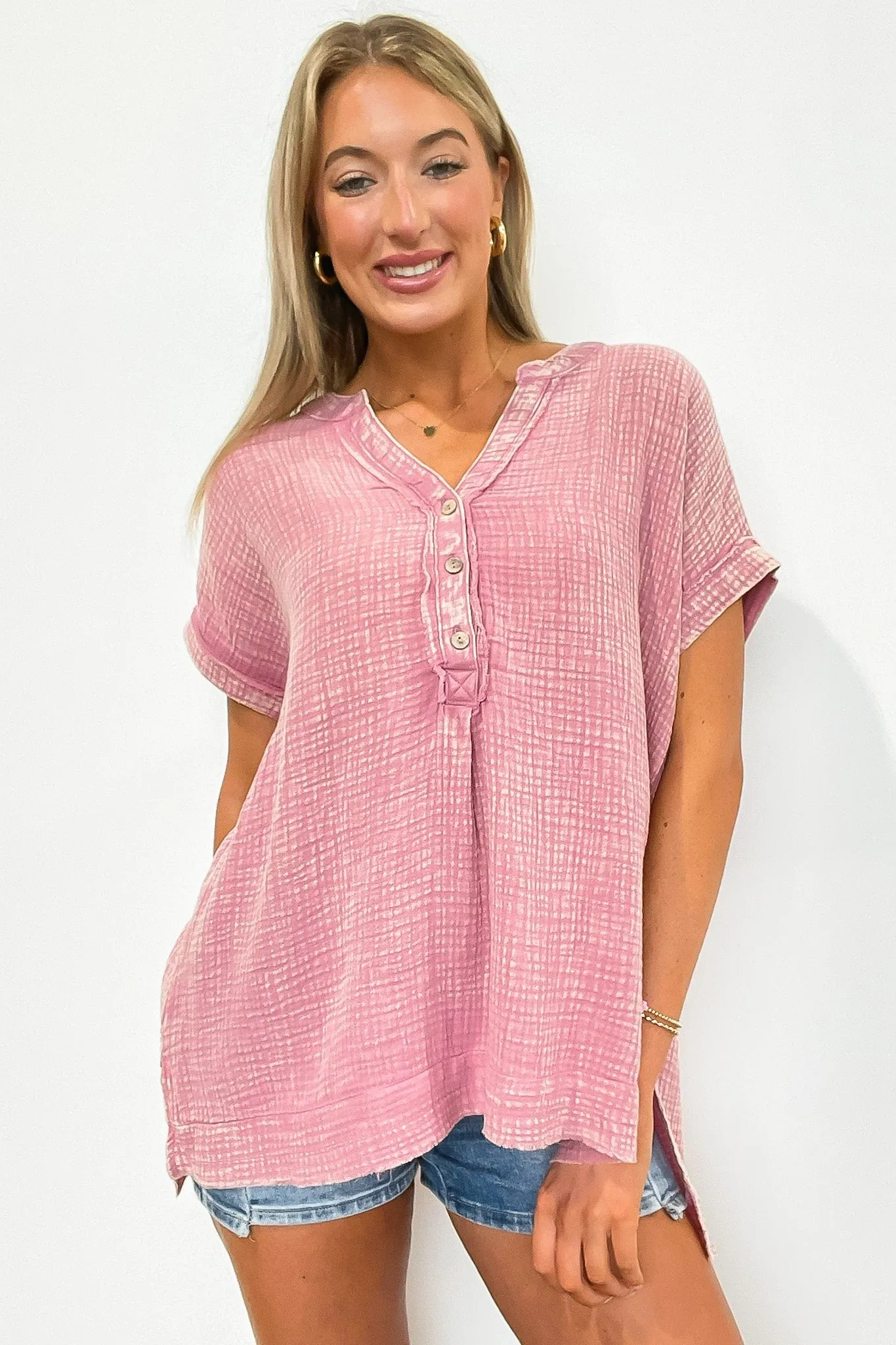 Juliette Washed Double Gauze Button Top - BACK IN STOCK