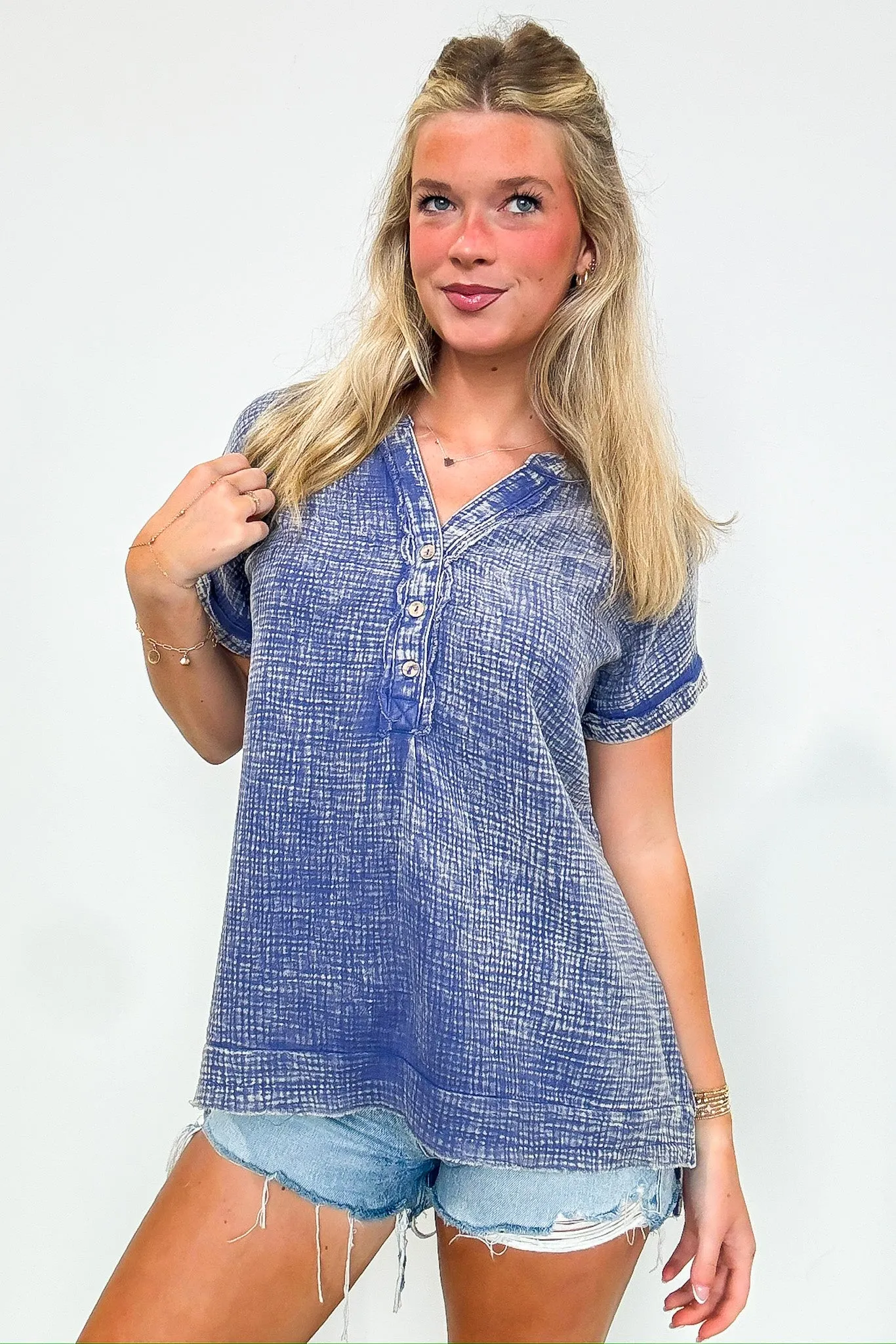 Juliette Washed Double Gauze Button Top - BACK IN STOCK