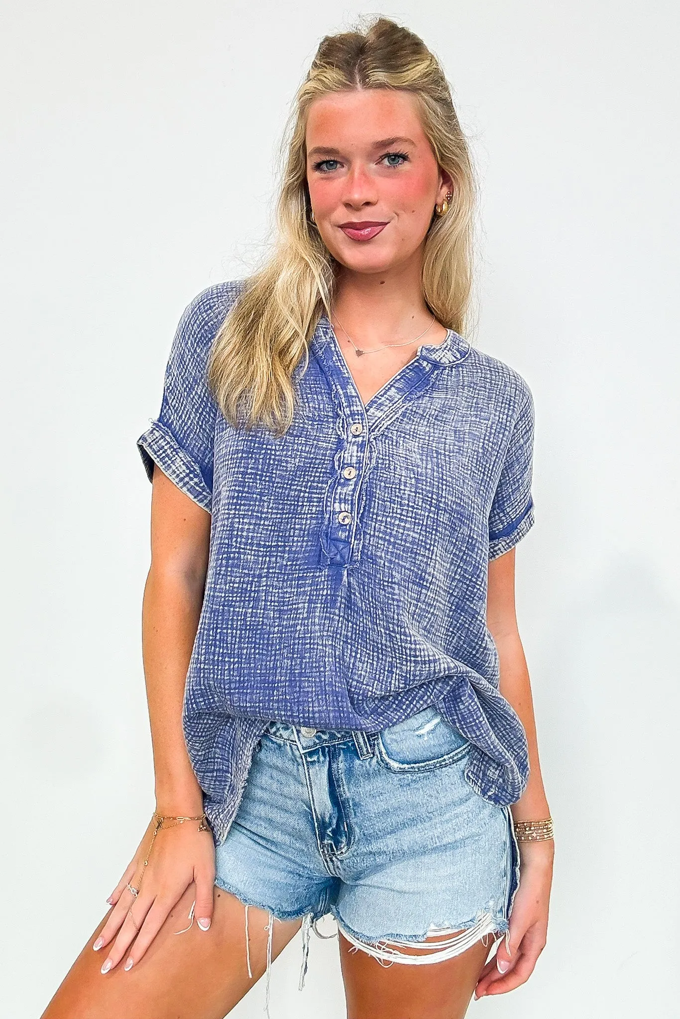 Juliette Washed Double Gauze Button Top - BACK IN STOCK