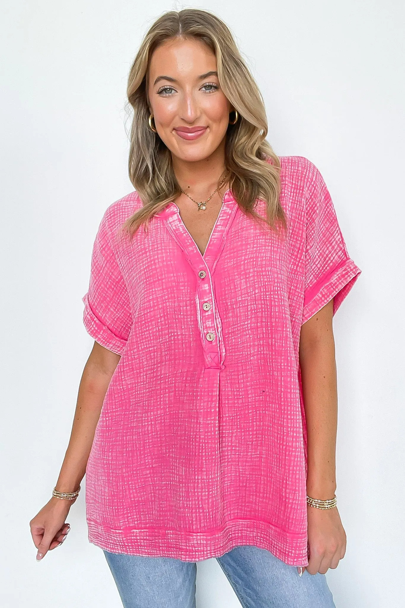 Juliette Washed Double Gauze Button Top - BACK IN STOCK