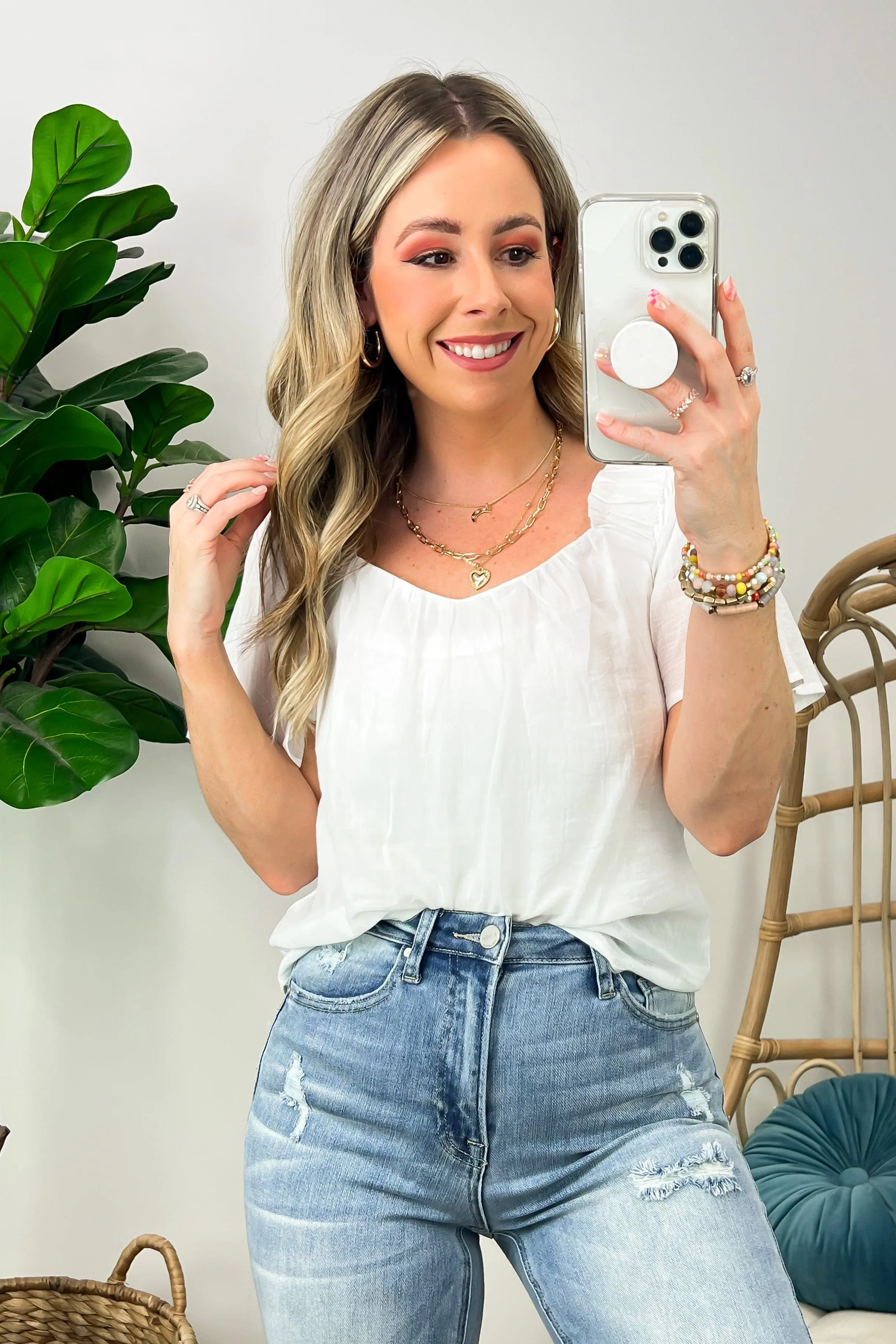 Kaleen Smocked Square Neck Top - FINAL SALE