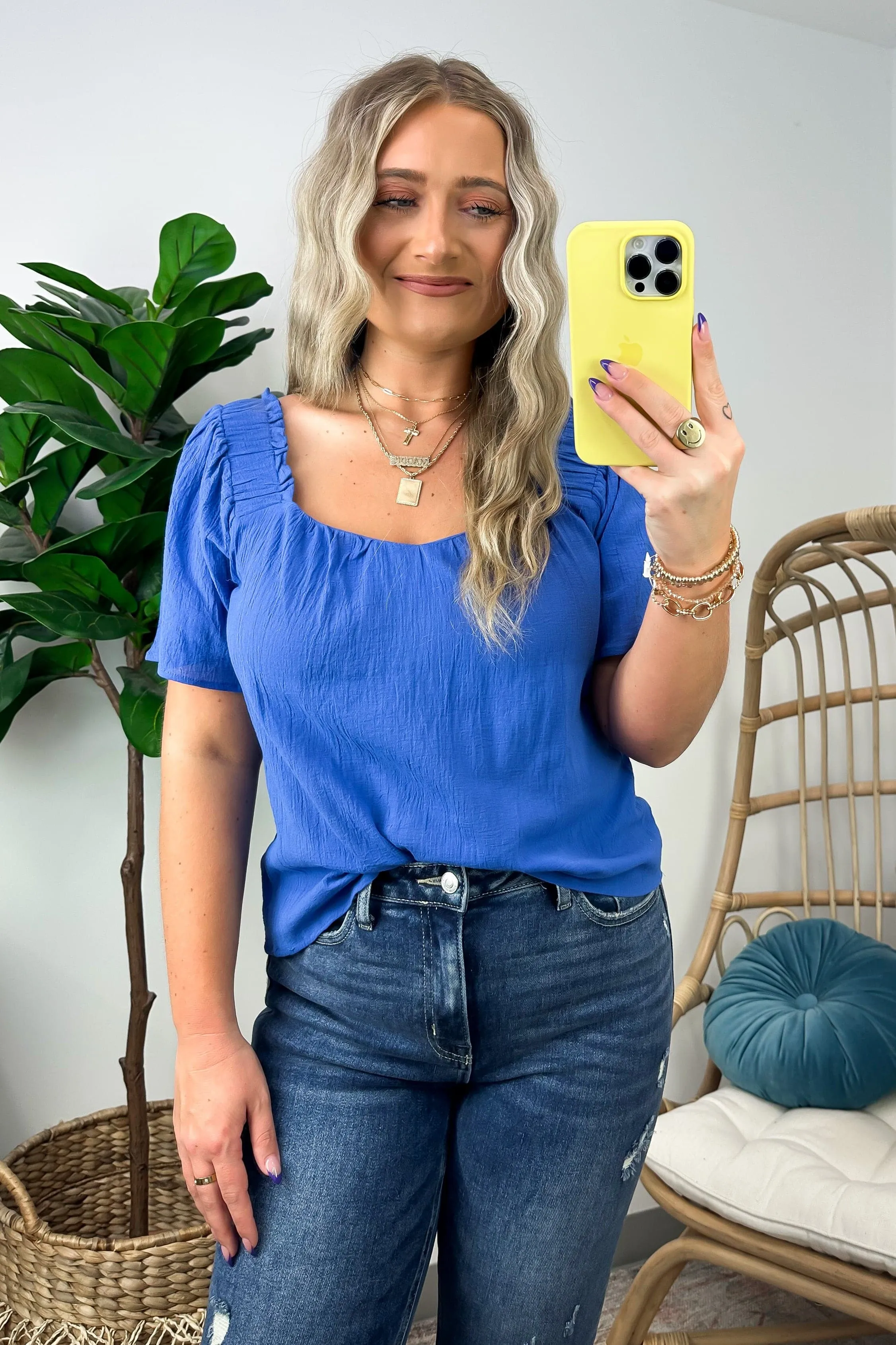 Kaleen Smocked Square Neck Top - FINAL SALE