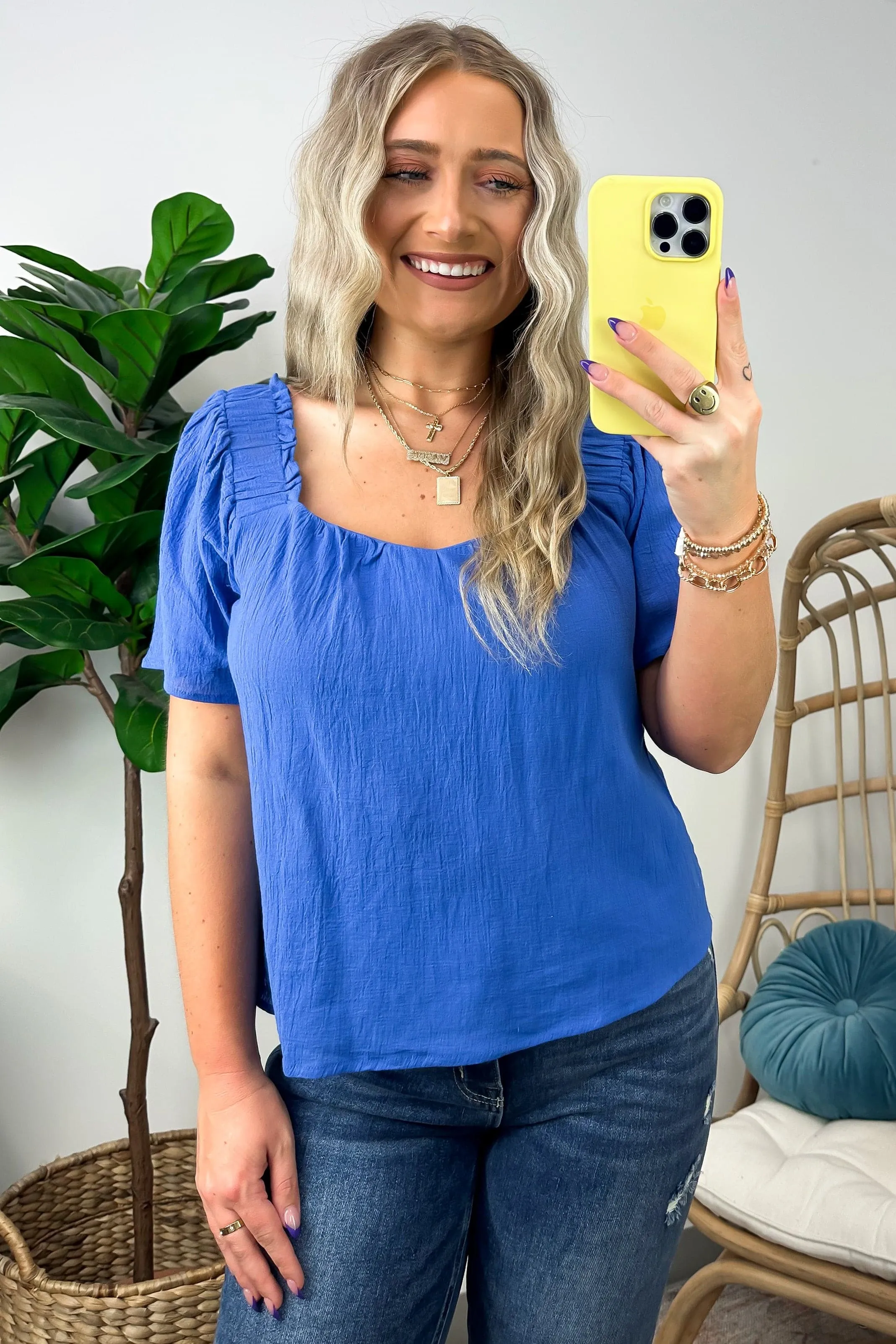 Kaleen Smocked Square Neck Top - FINAL SALE