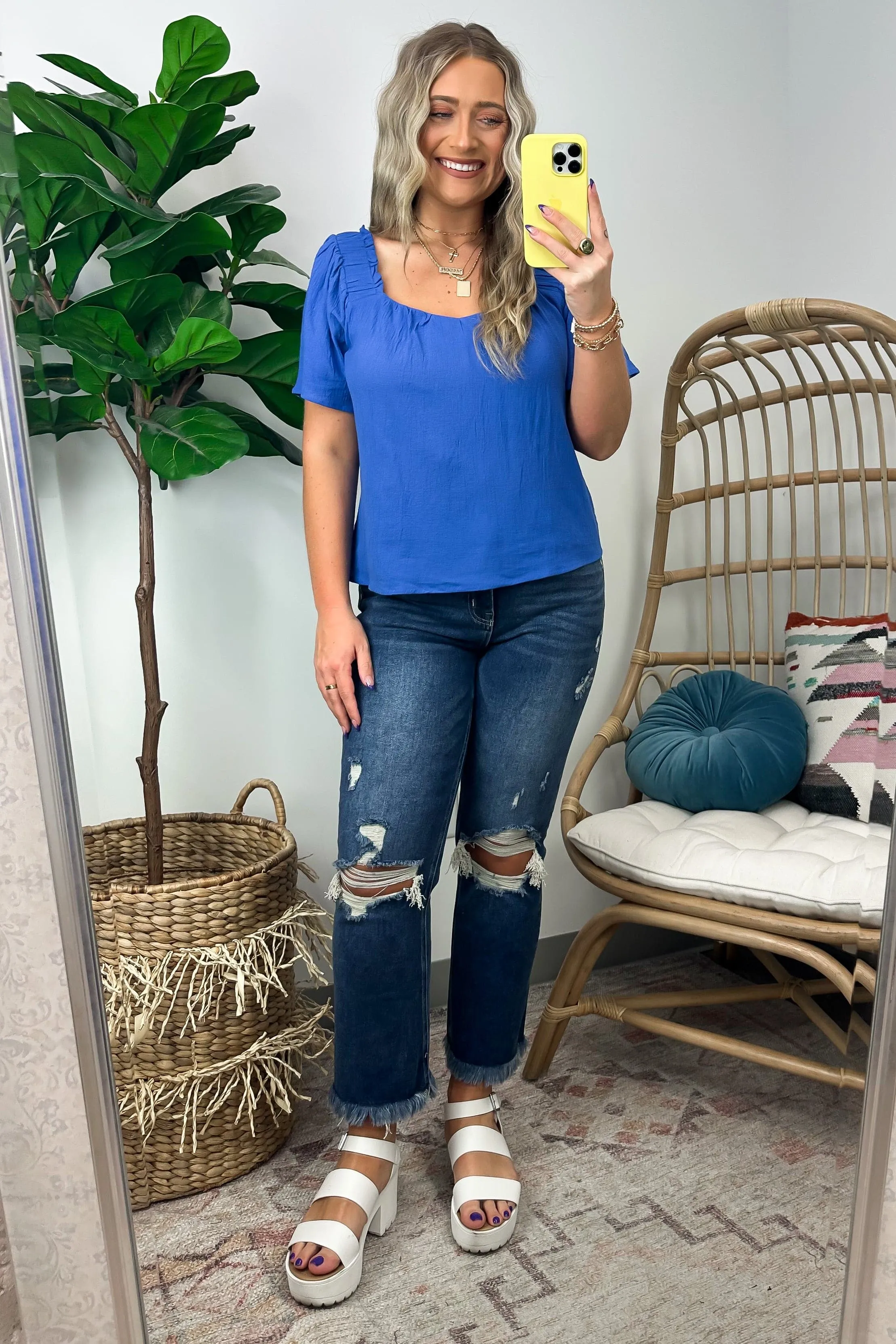 Kaleen Smocked Square Neck Top - FINAL SALE