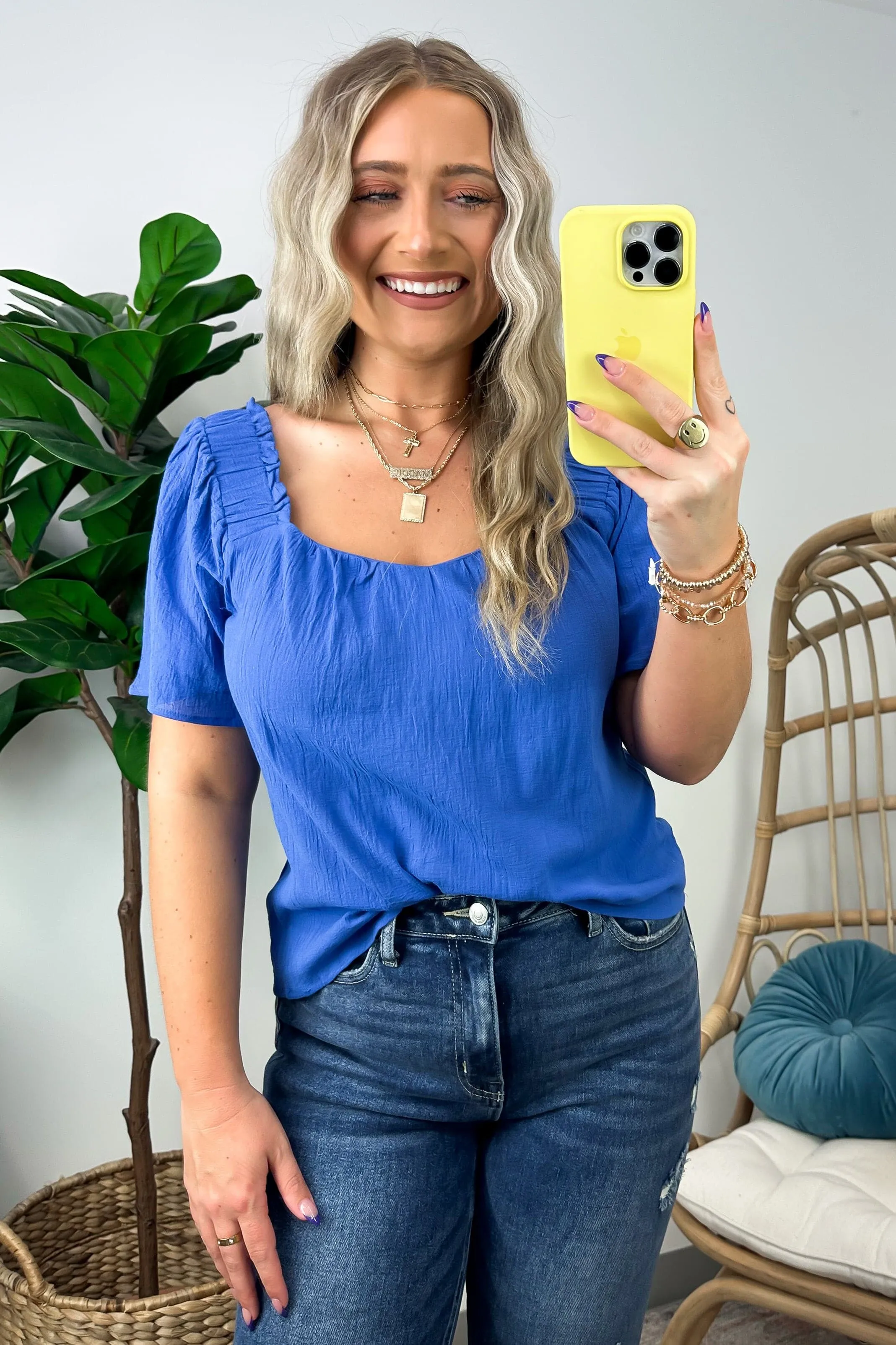 Kaleen Smocked Square Neck Top - FINAL SALE