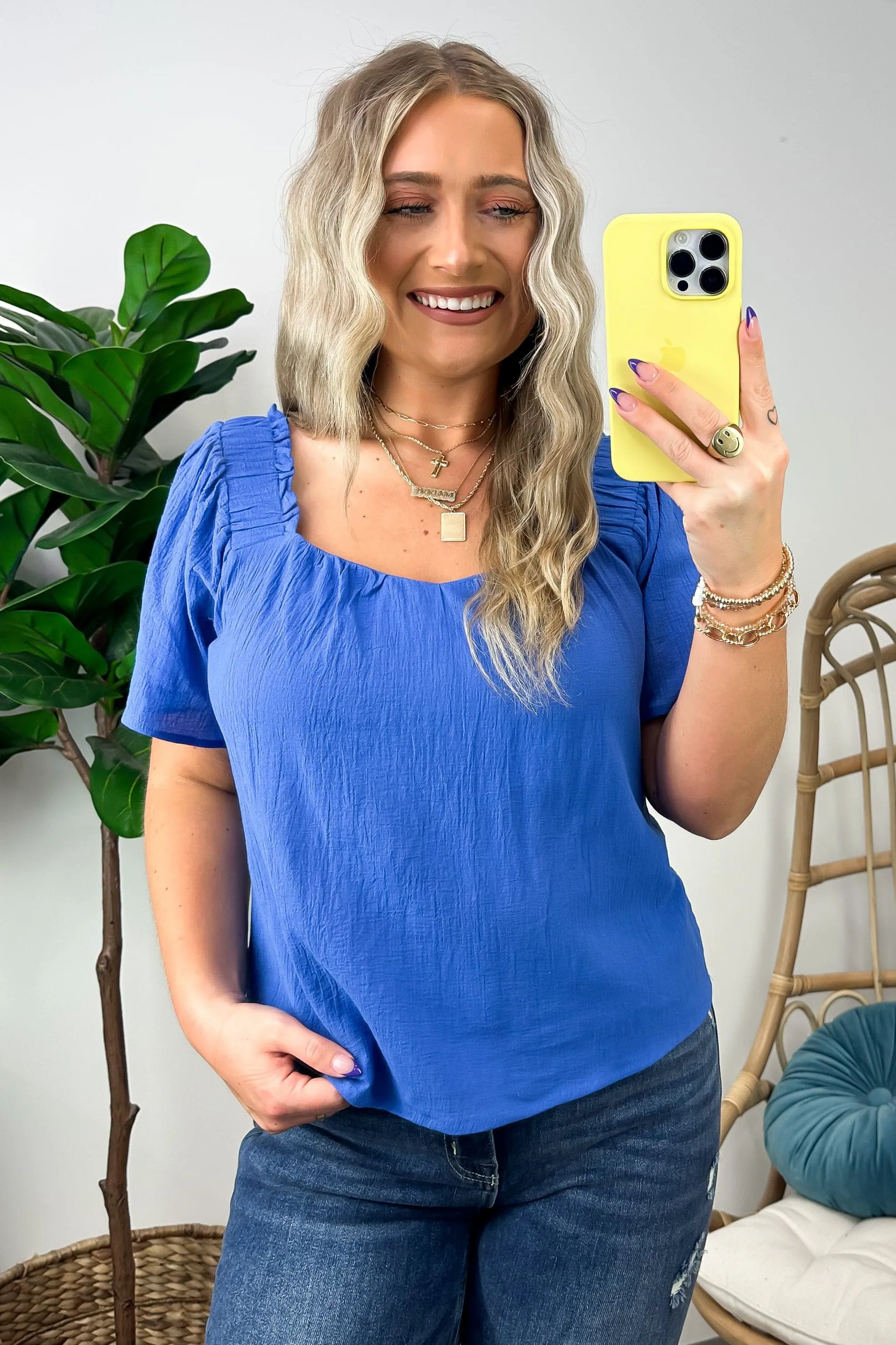 Kaleen Smocked Square Neck Top - FINAL SALE