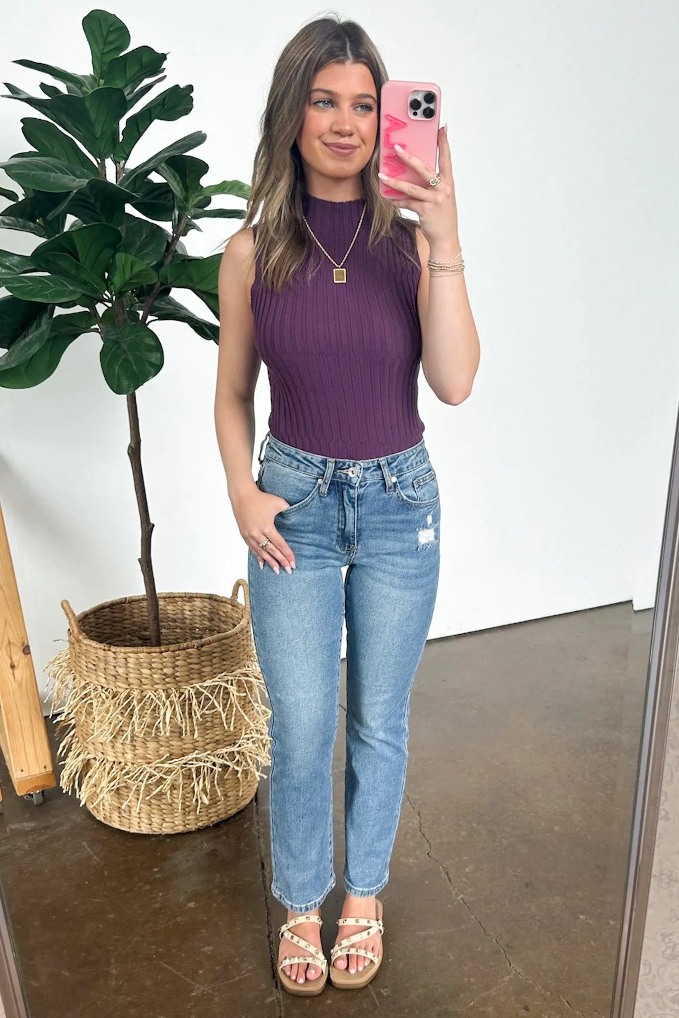 Kalina Mid Rise Slim Straight Jeans