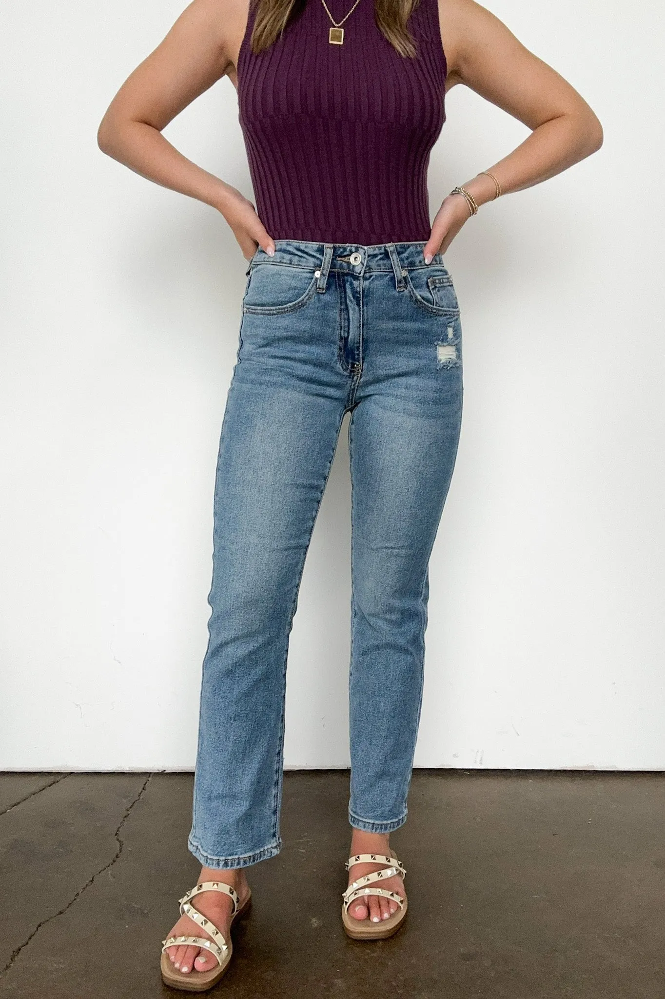 Kalina Mid Rise Slim Straight Jeans