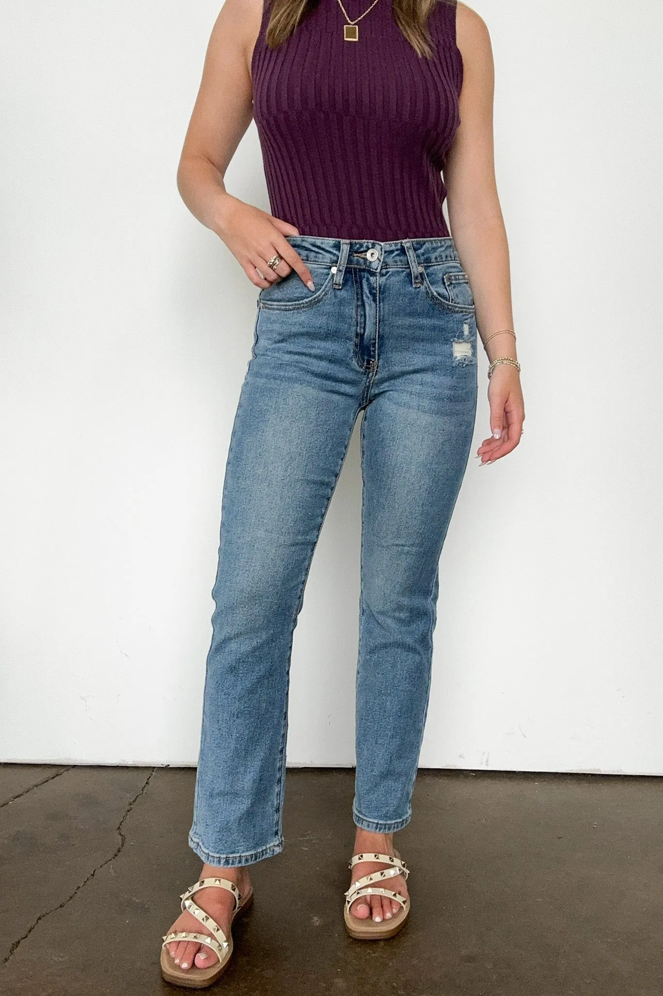 Kalina Mid Rise Slim Straight Jeans