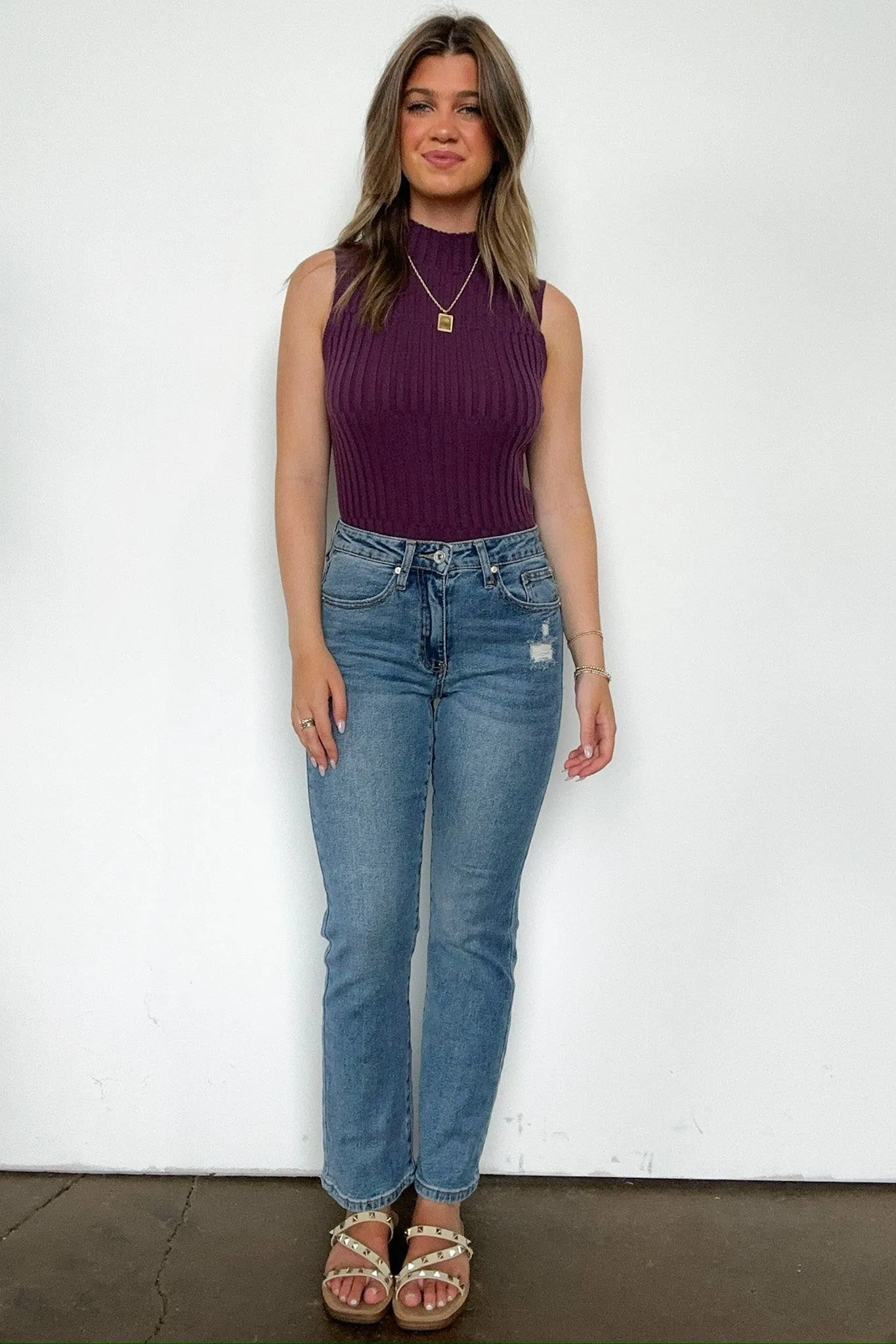 Kalina Mid Rise Slim Straight Jeans