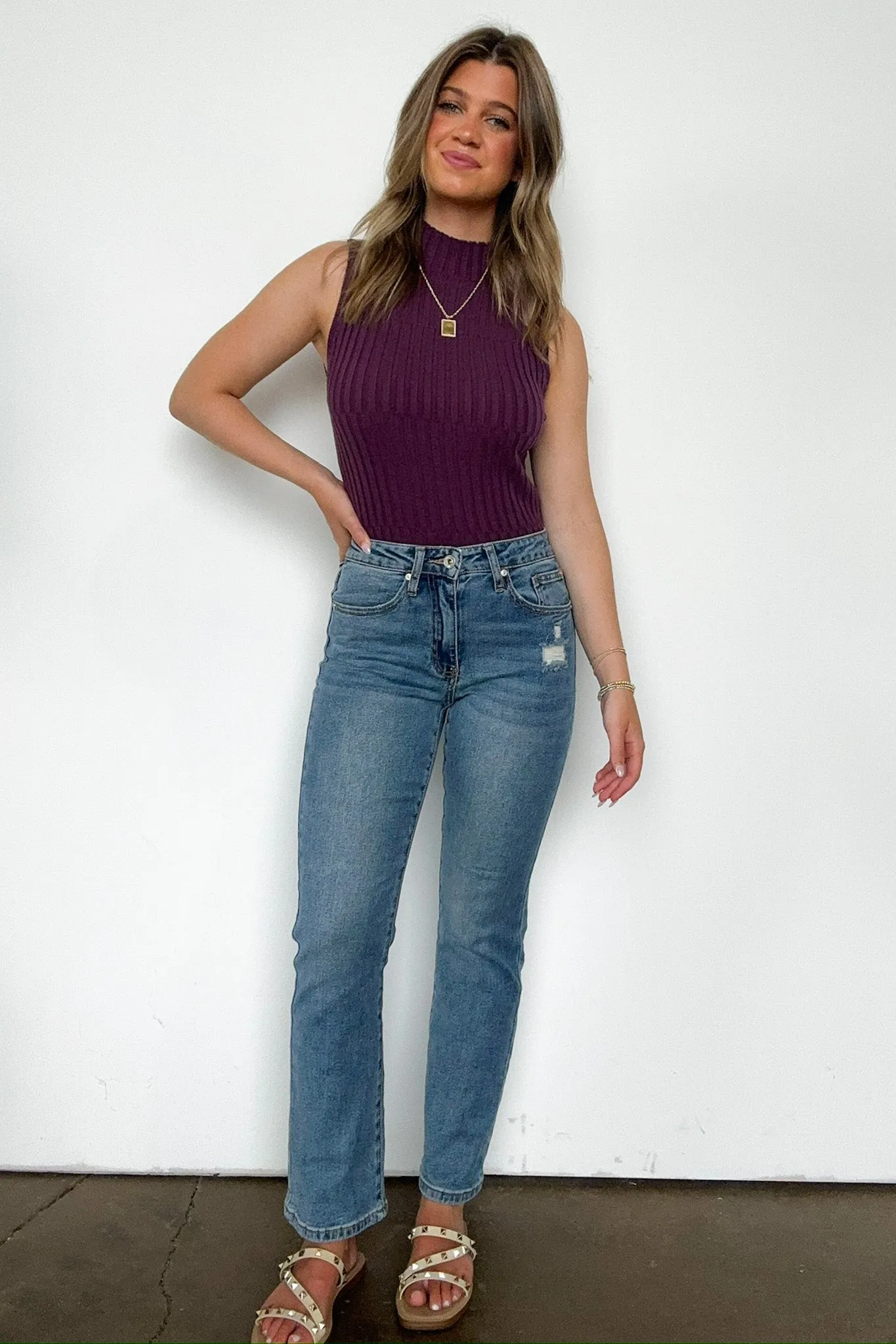 Kalina Mid Rise Slim Straight Jeans