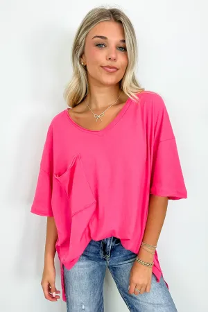 Kamree Oversized Raw Edge Pocket Top - BACK IN STOCK