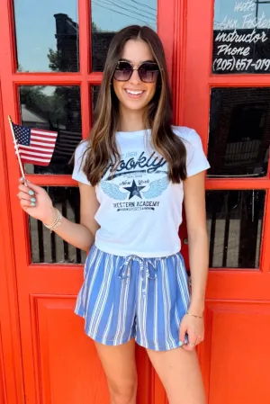 Karrie Striped Elastic Waist Shorts