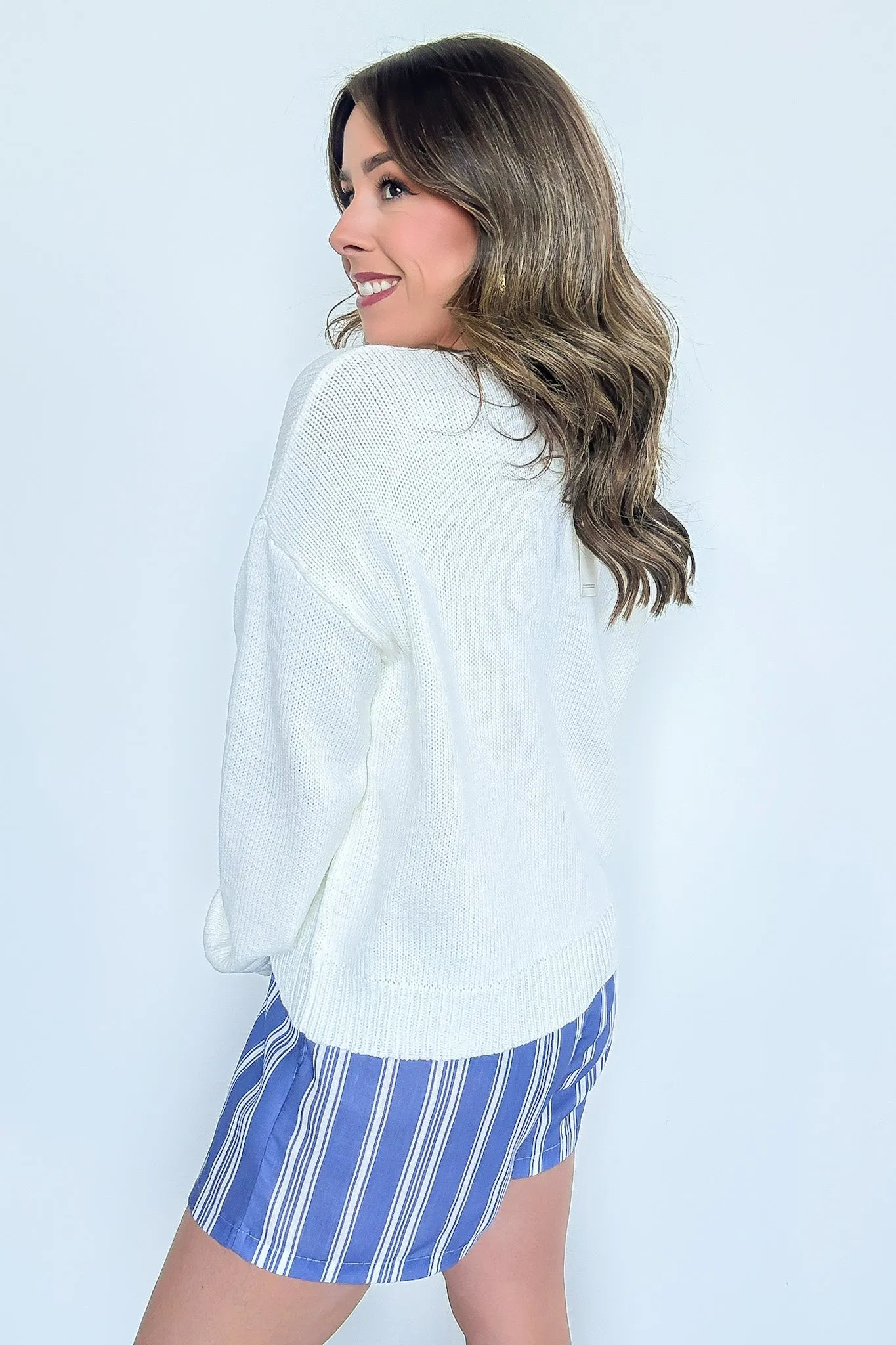 Karrie Striped Elastic Waist Shorts
