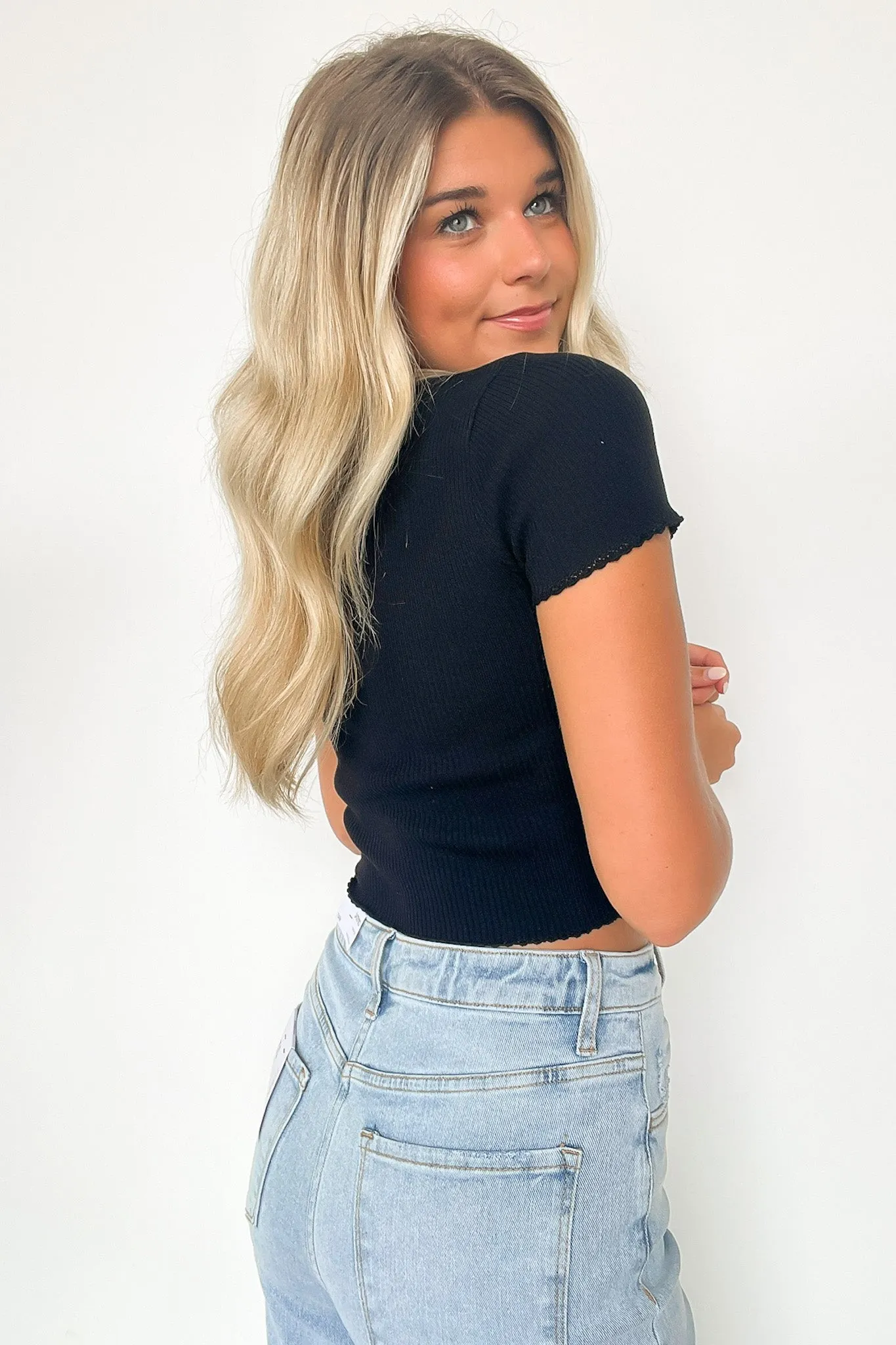 Kenzi Ruffle Edge Ribbed Knit Top - FINAL SALE
