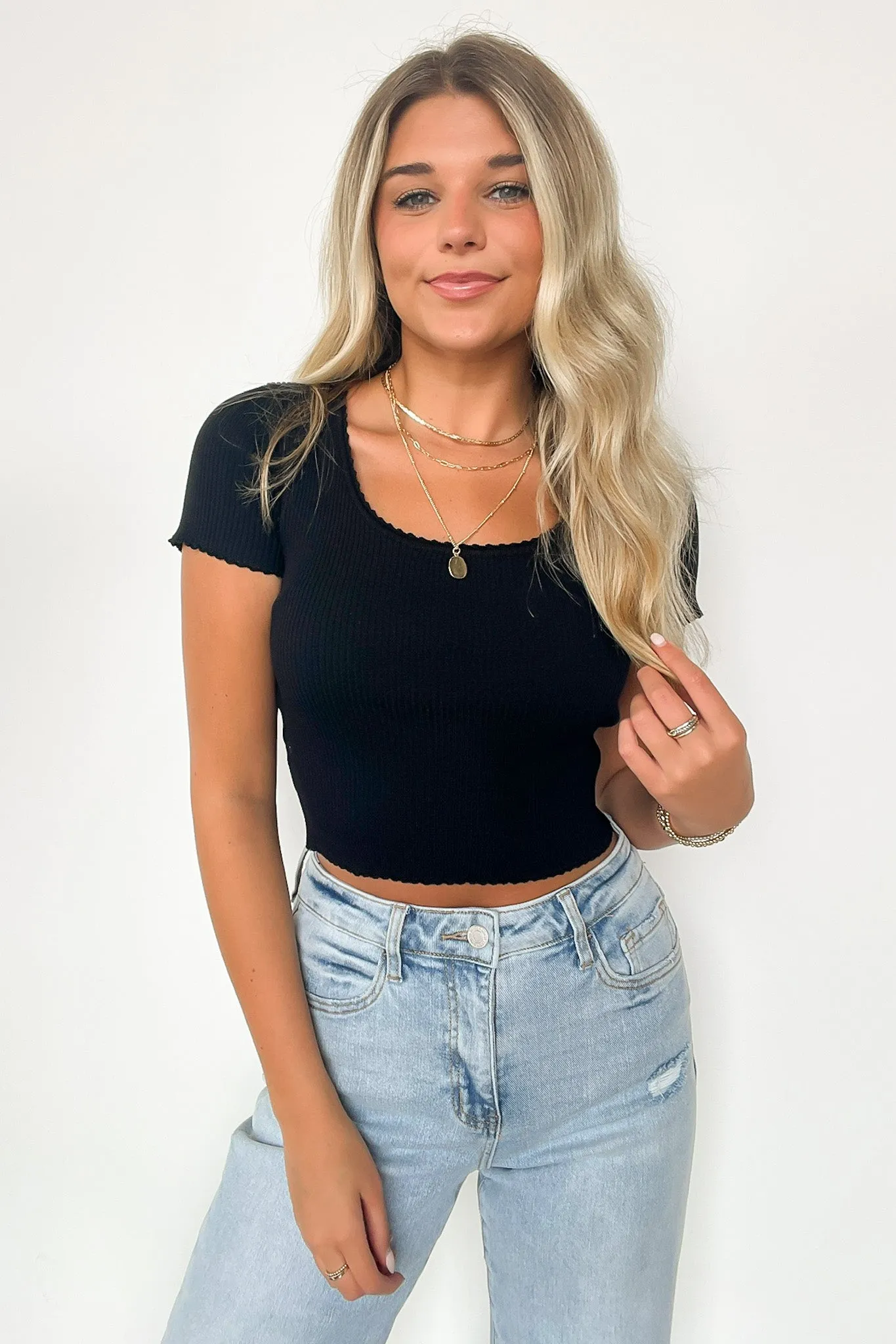 Kenzi Ruffle Edge Ribbed Knit Top - FINAL SALE