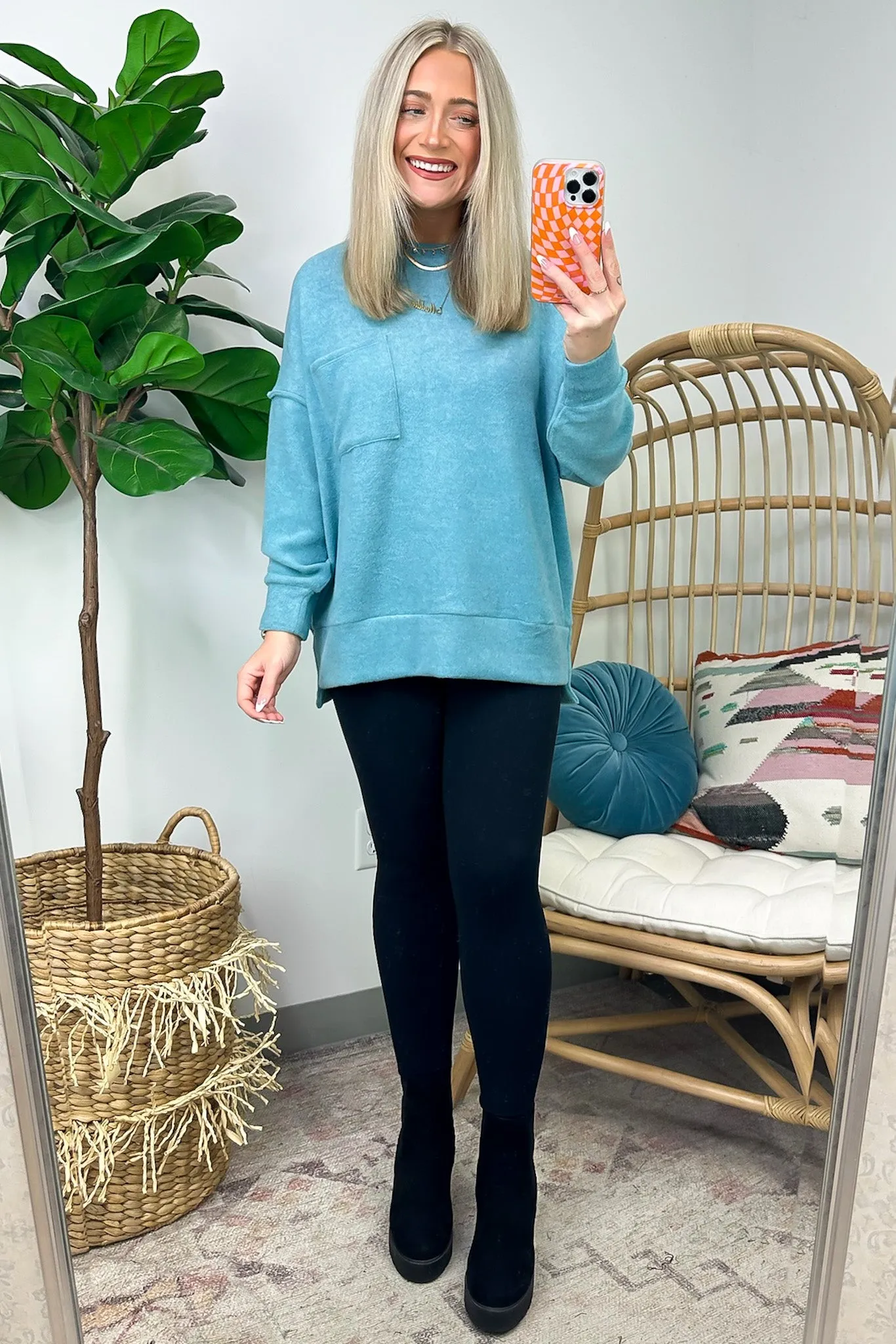 Kierah Brushed Melange Knit Pocket Sweater - FINAL SALE