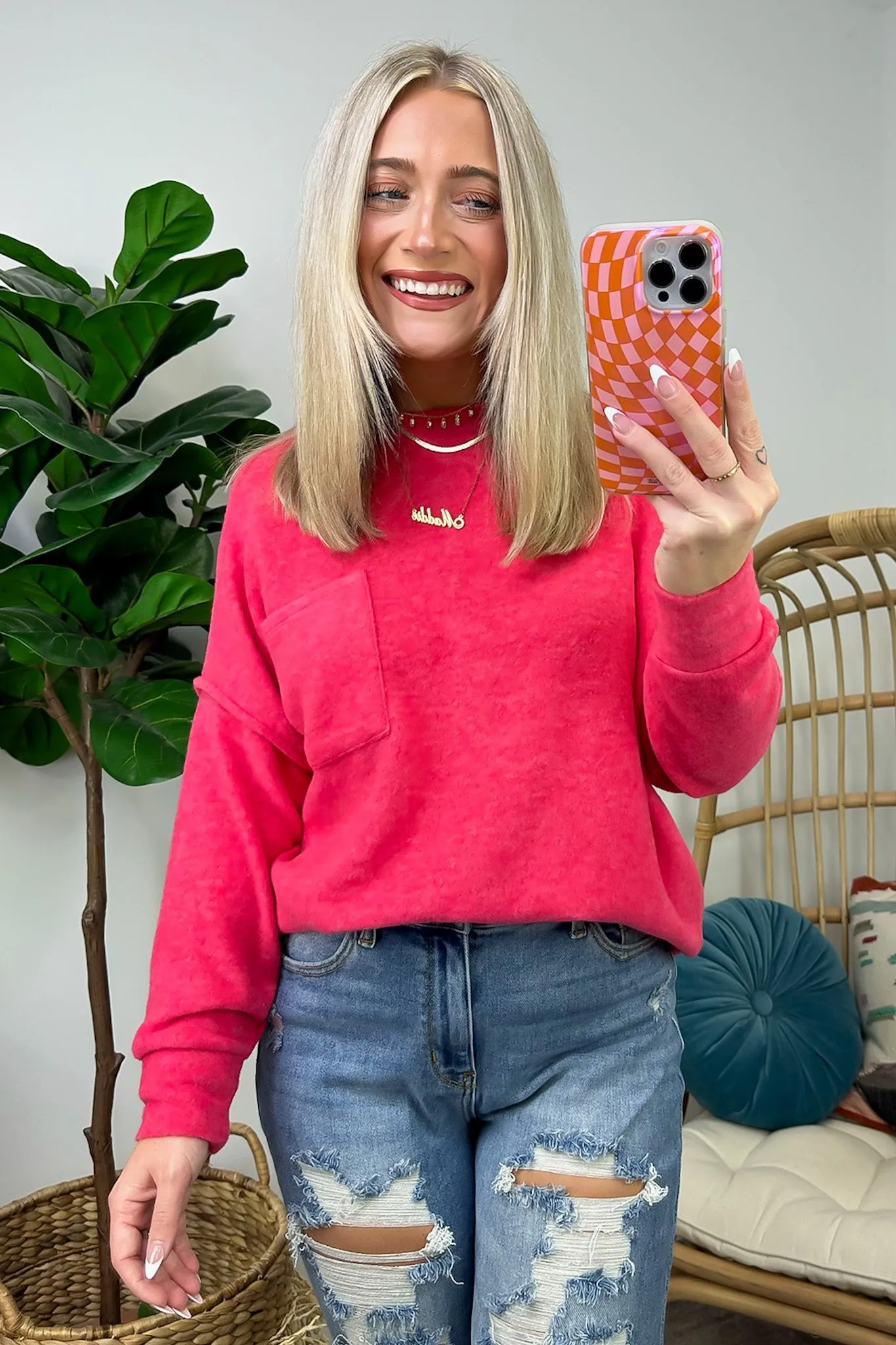 Kierah Brushed Melange Knit Pocket Sweater - FINAL SALE