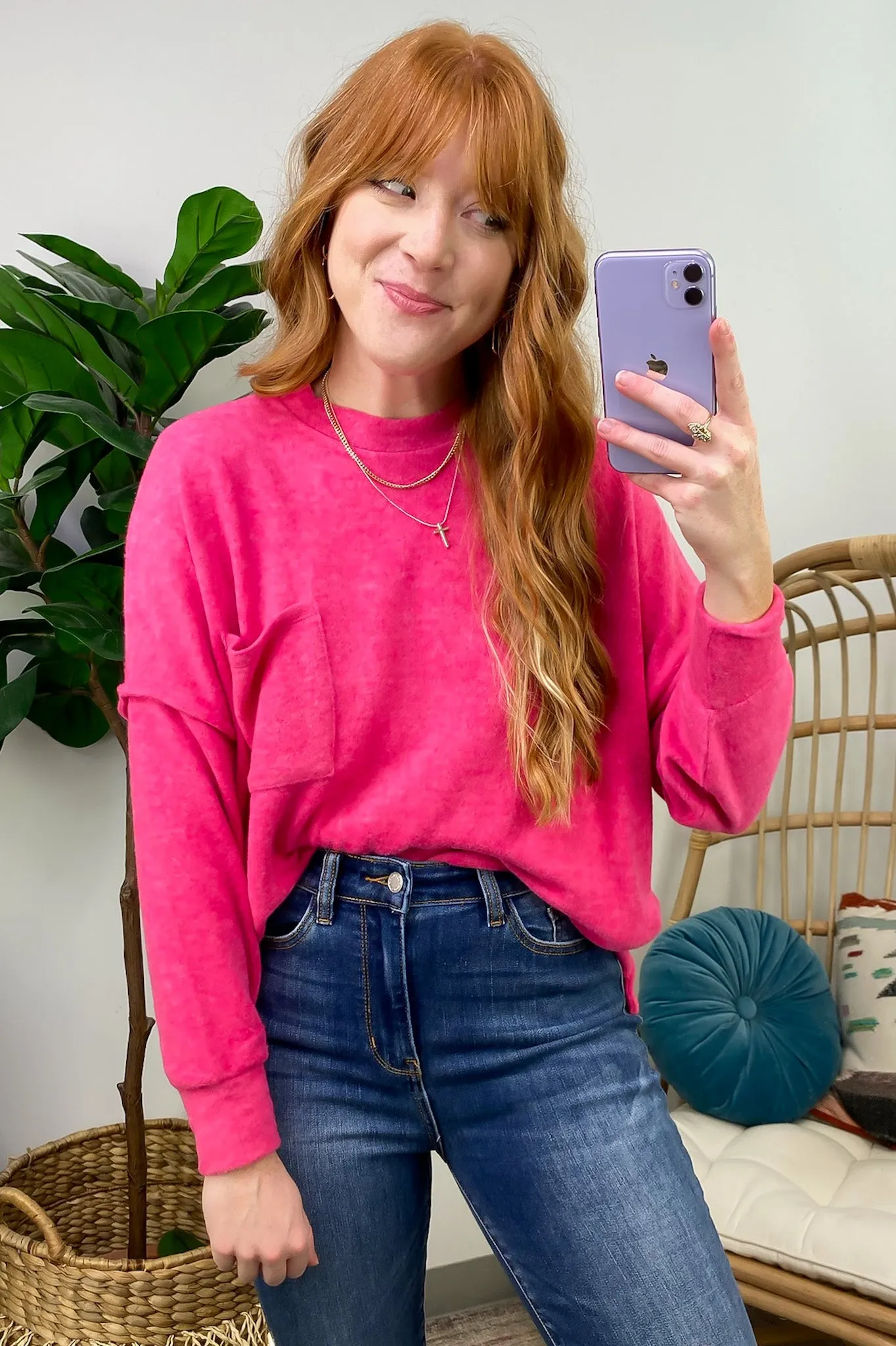 Kierah Brushed Melange Knit Pocket Sweater - FINAL SALE