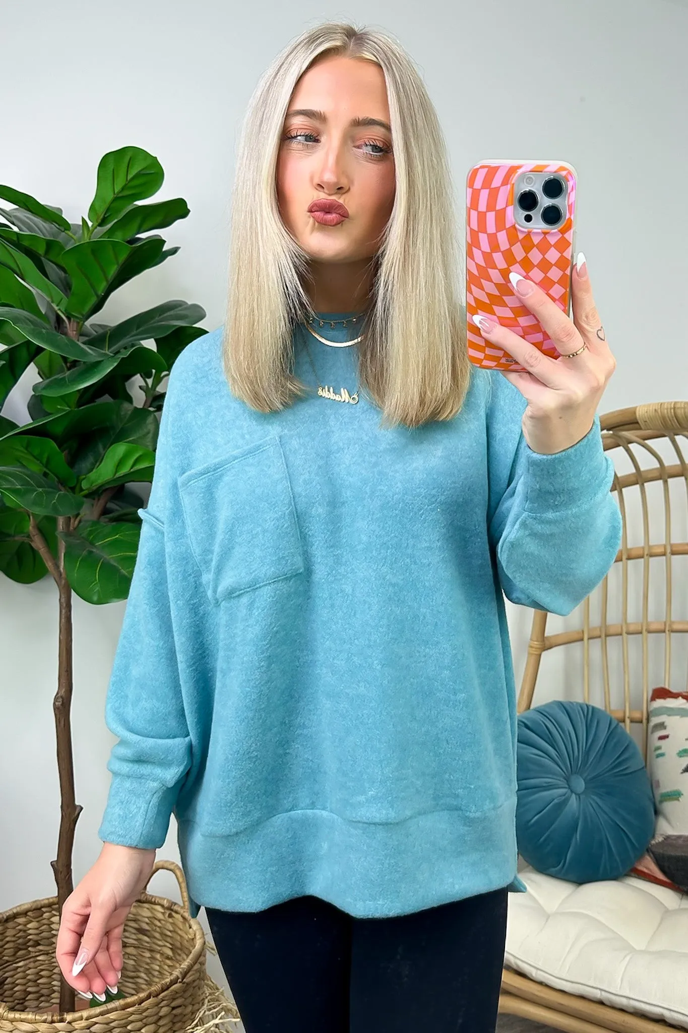 Kierah Brushed Melange Knit Pocket Sweater - FINAL SALE
