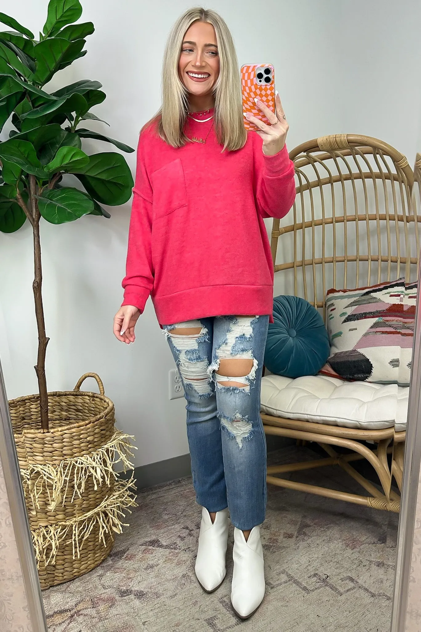 Kierah Brushed Melange Knit Pocket Sweater - FINAL SALE