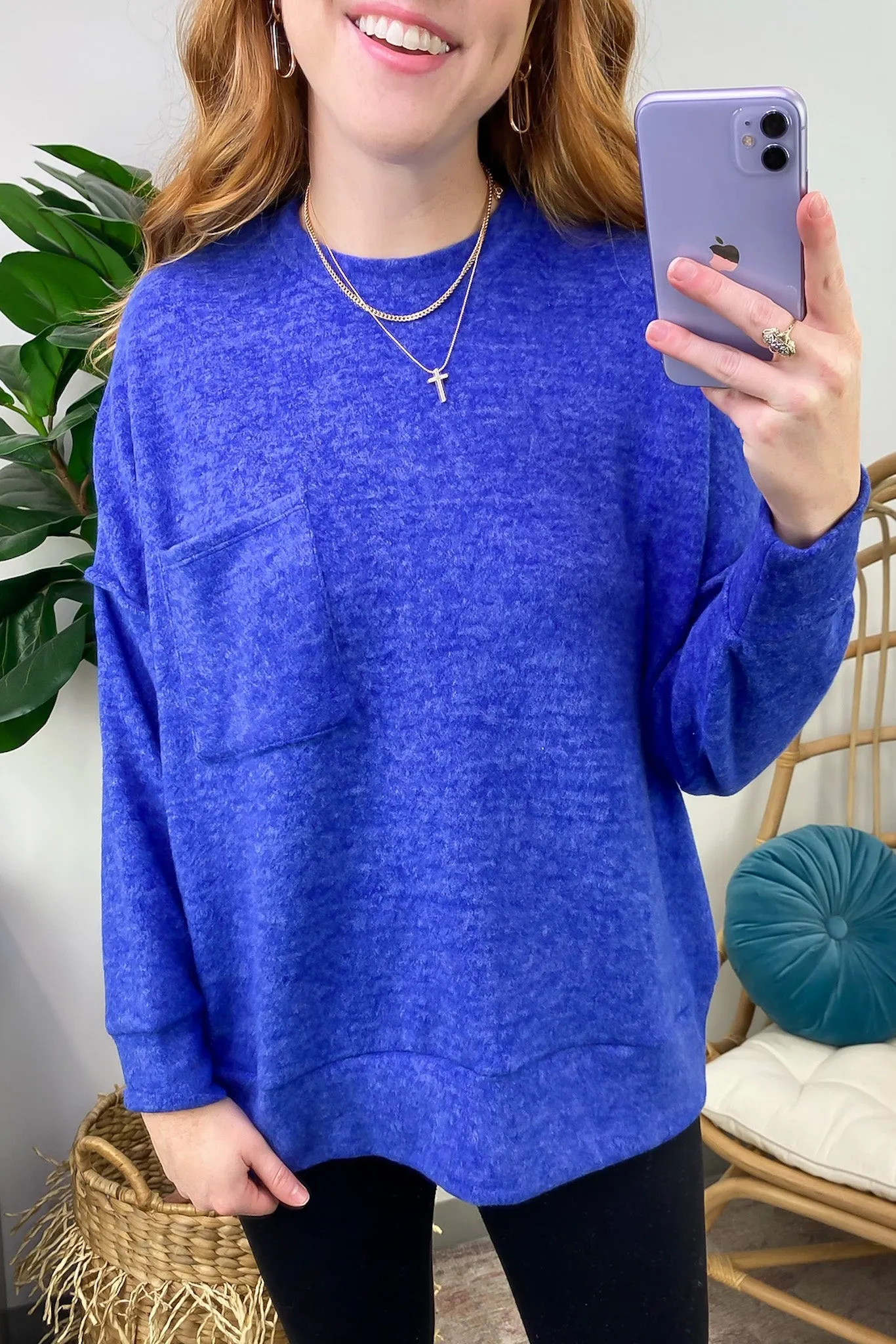 Kierah Brushed Melange Knit Pocket Sweater - FINAL SALE