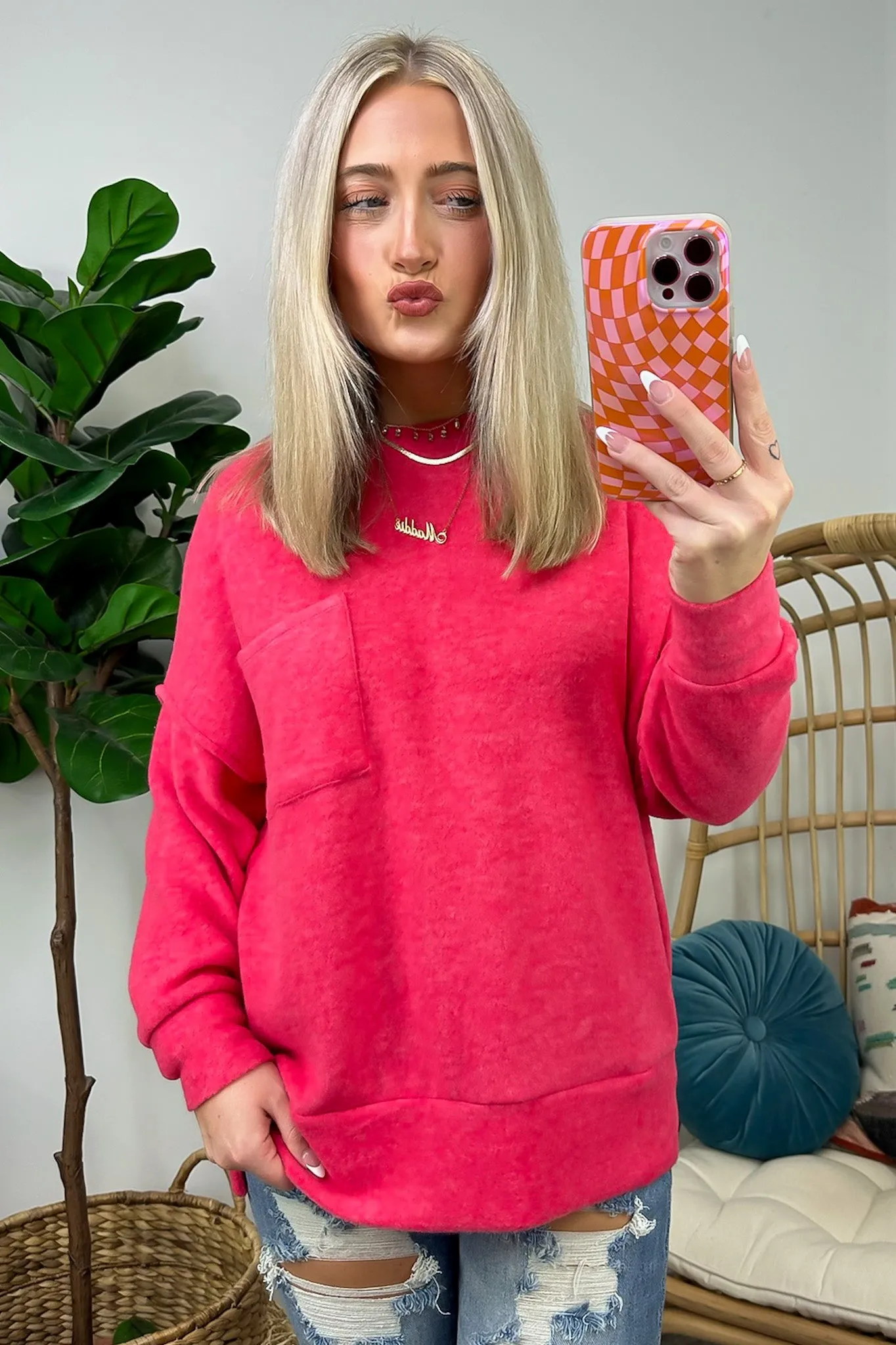 Kierah Brushed Melange Knit Pocket Sweater - FINAL SALE