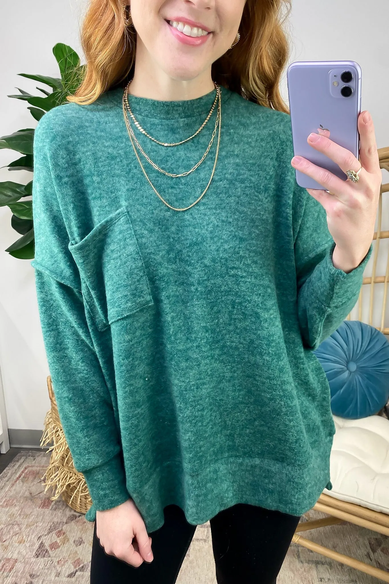 Kierah Brushed Melange Knit Pocket Sweater - FINAL SALE