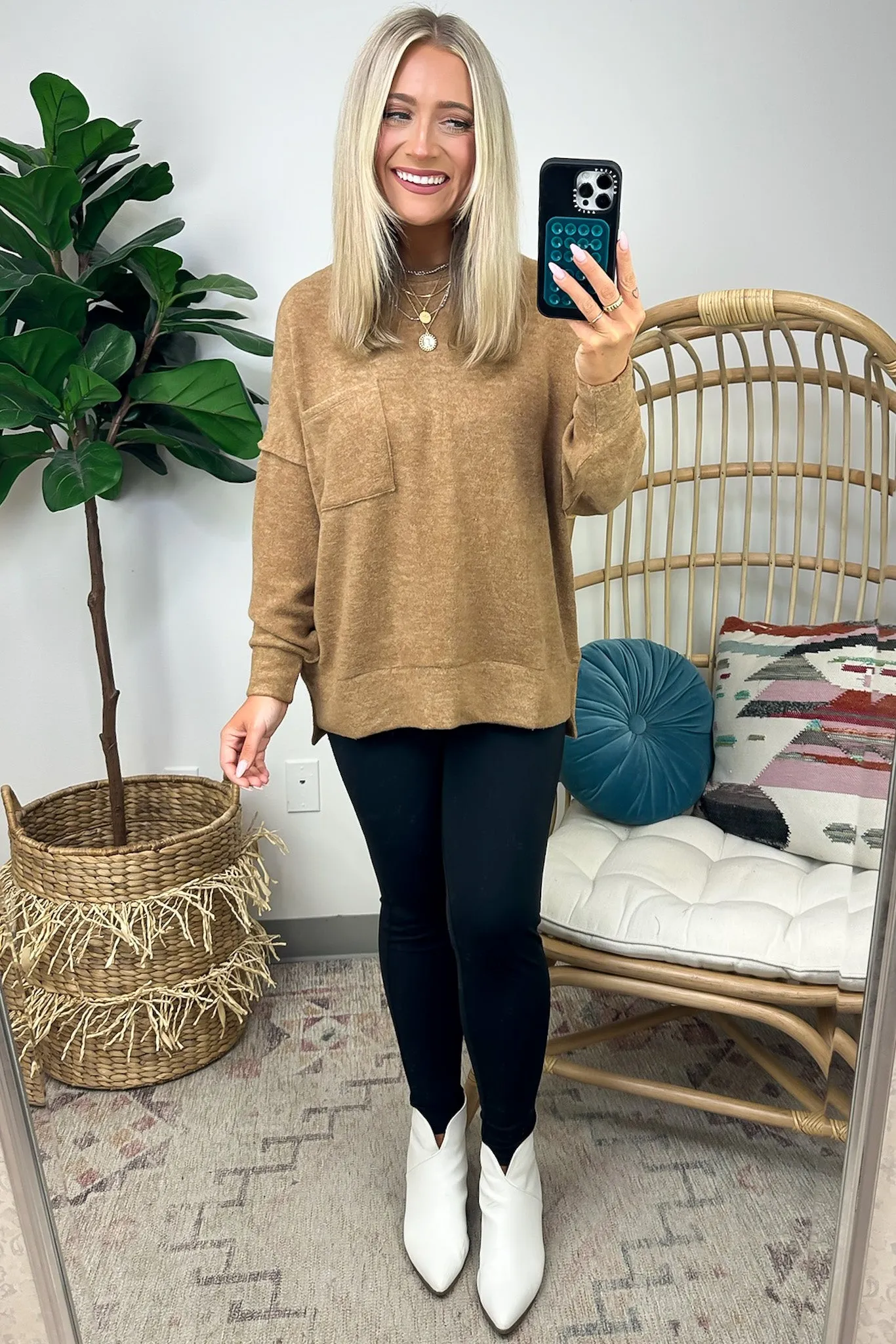 Kierah Brushed Melange Knit Pocket Sweater - FINAL SALE