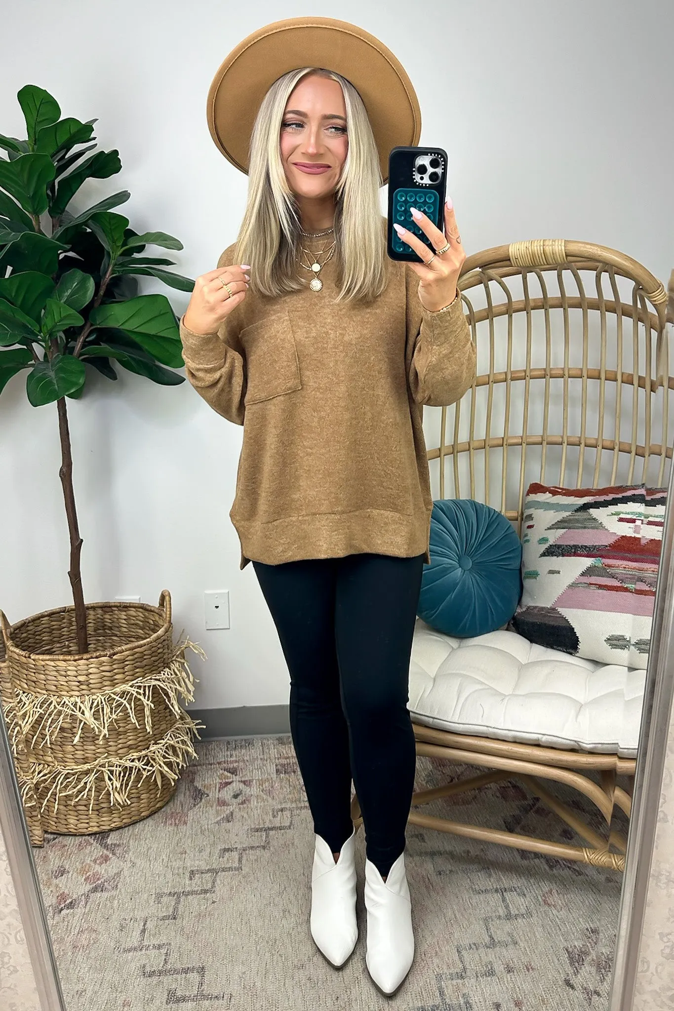 Kierah Brushed Melange Knit Pocket Sweater - FINAL SALE