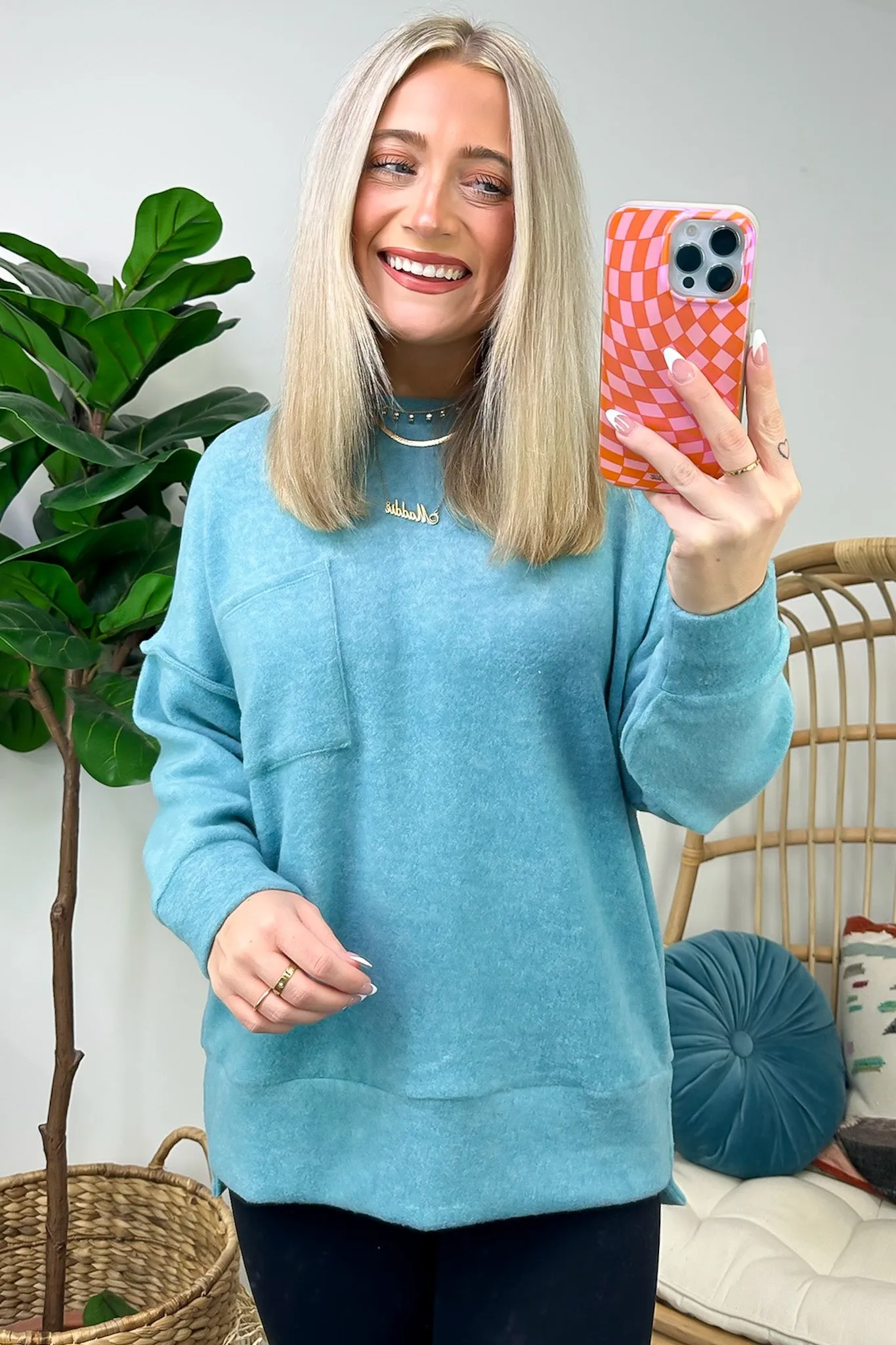 Kierah Brushed Melange Knit Pocket Sweater - FINAL SALE