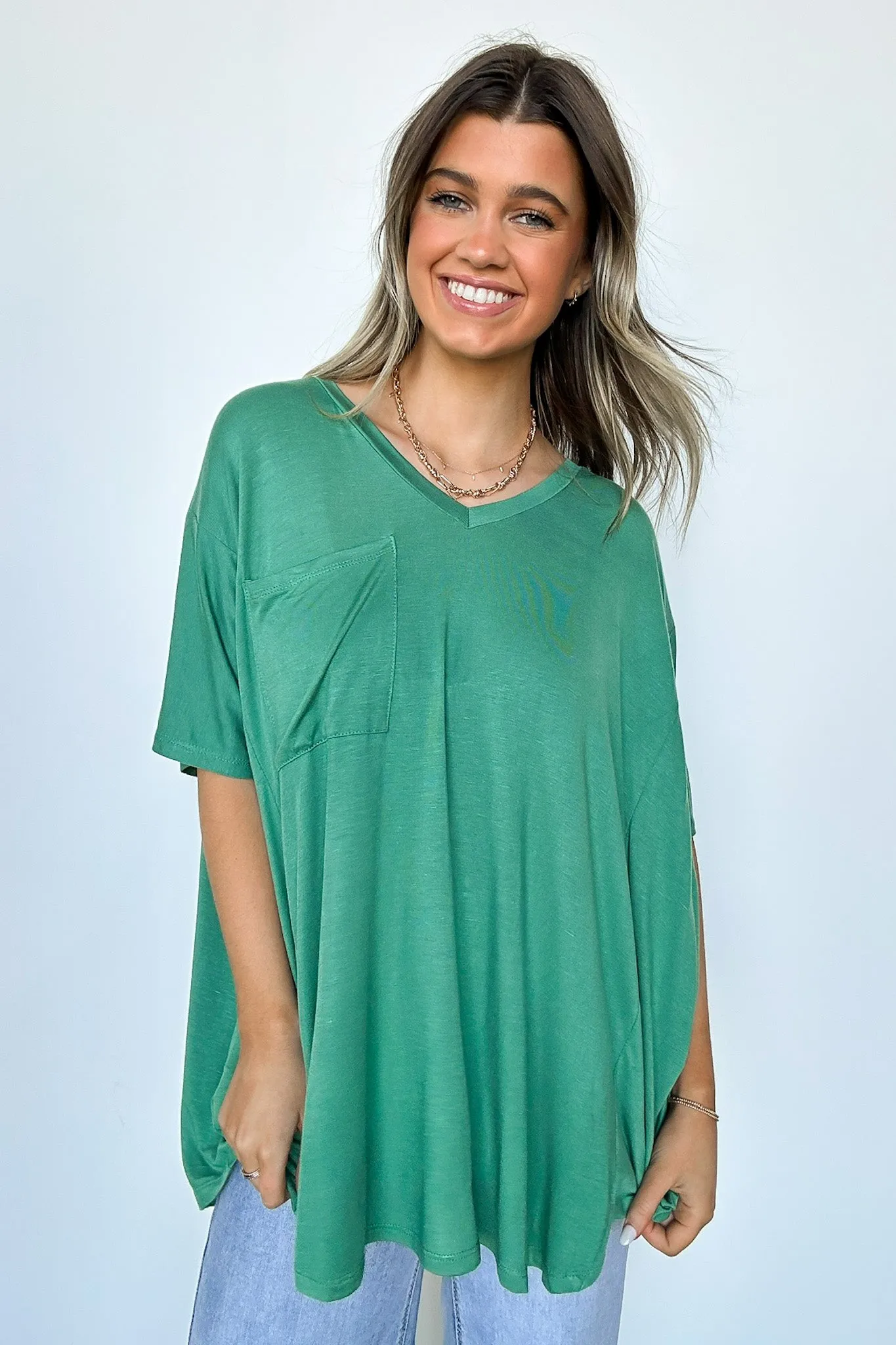 Krystle V-Neck Front Pocket Top