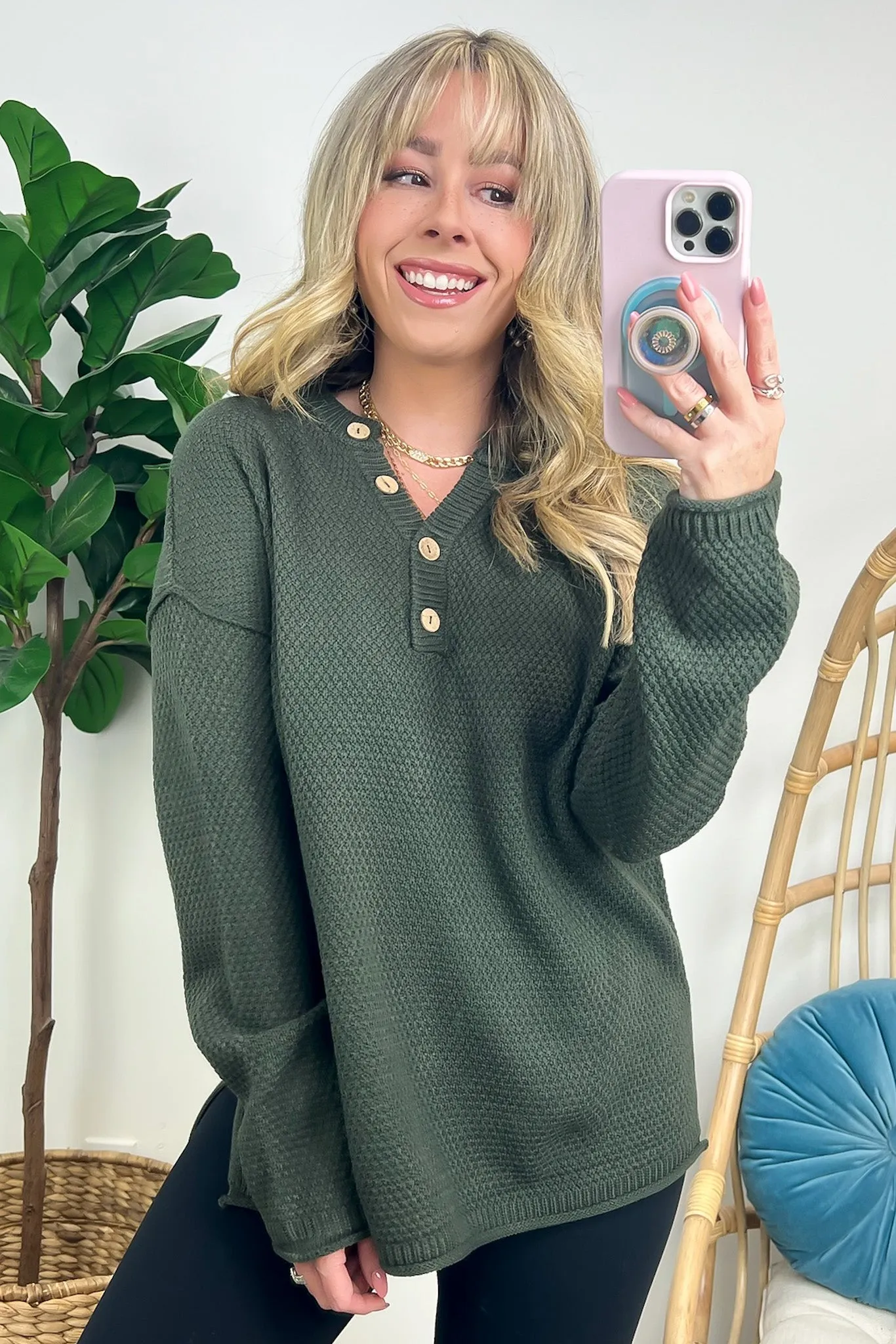 Kyrie Button Henley Knit Sweater - FINAL SALE