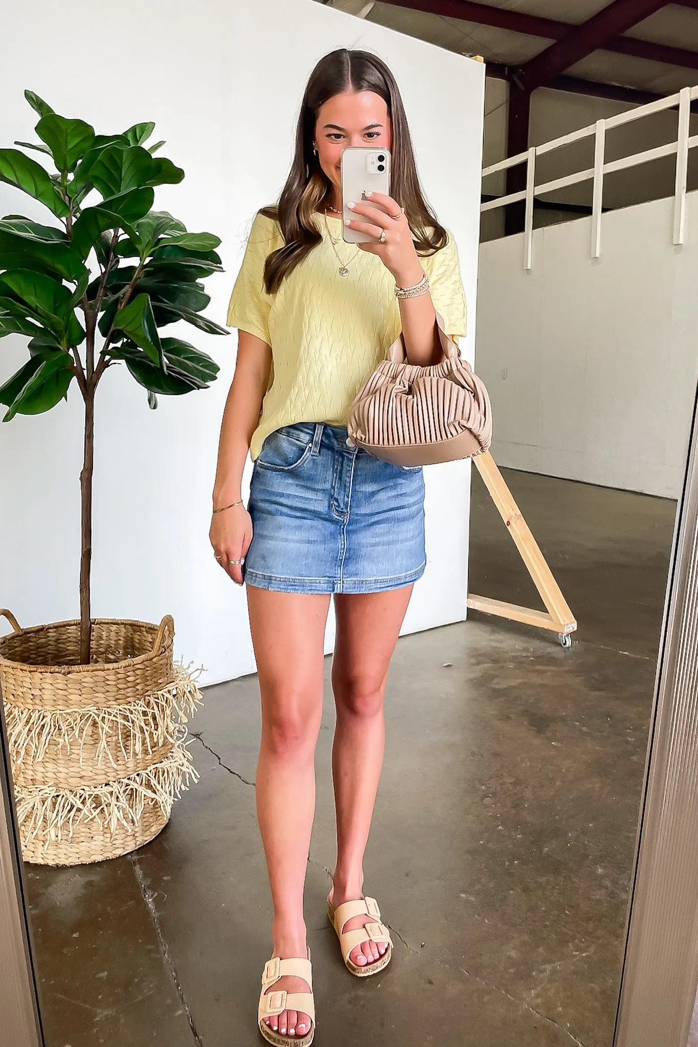 Lemon Drop Pointelle Knit Short Sleeve Top