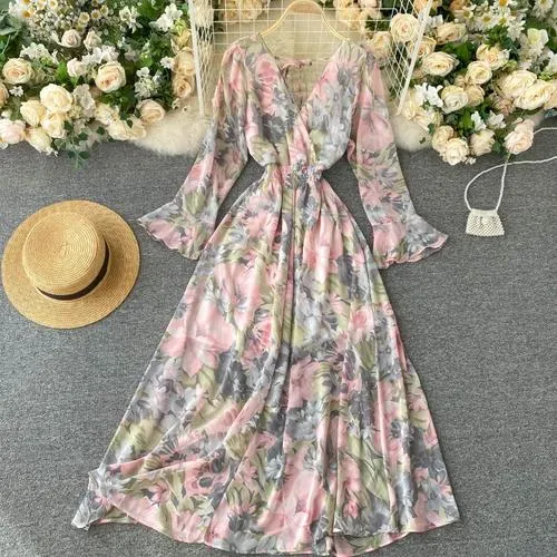 Long Sleeve V Neck Backless Long Dress Anna Kay Co