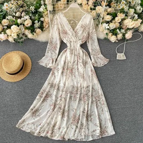 Long Sleeve V Neck Backless Long Dress Anna Kay Co