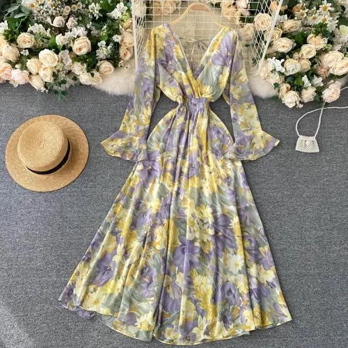 Long Sleeve V Neck Backless Long Dress Anna Kay Co