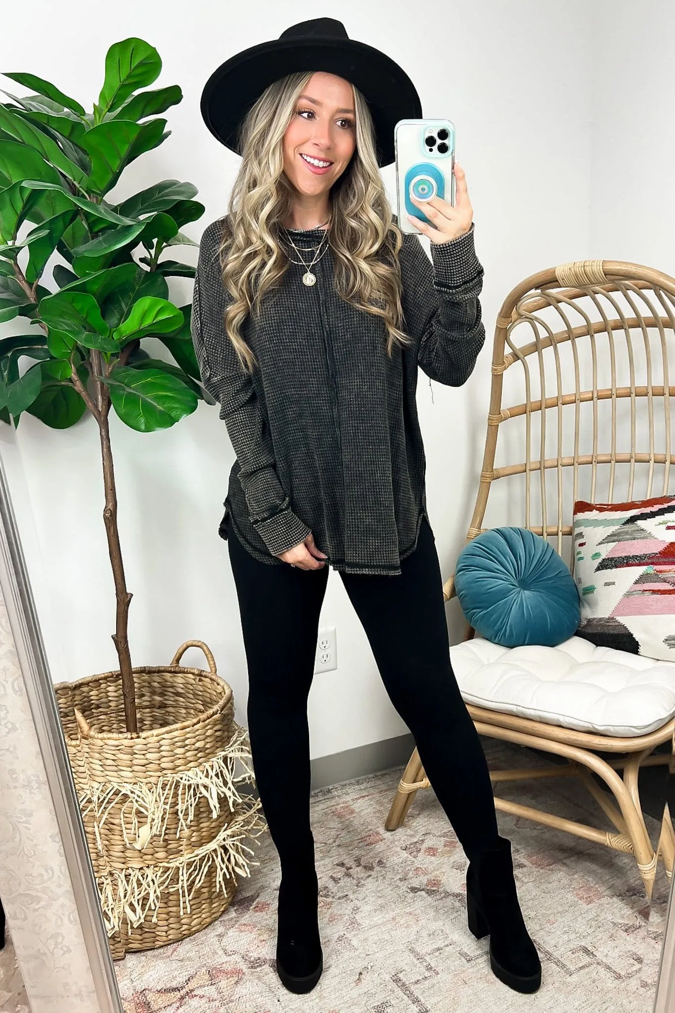 Lovedale Waffle Knit Oversized Top - BACK IN STOCK