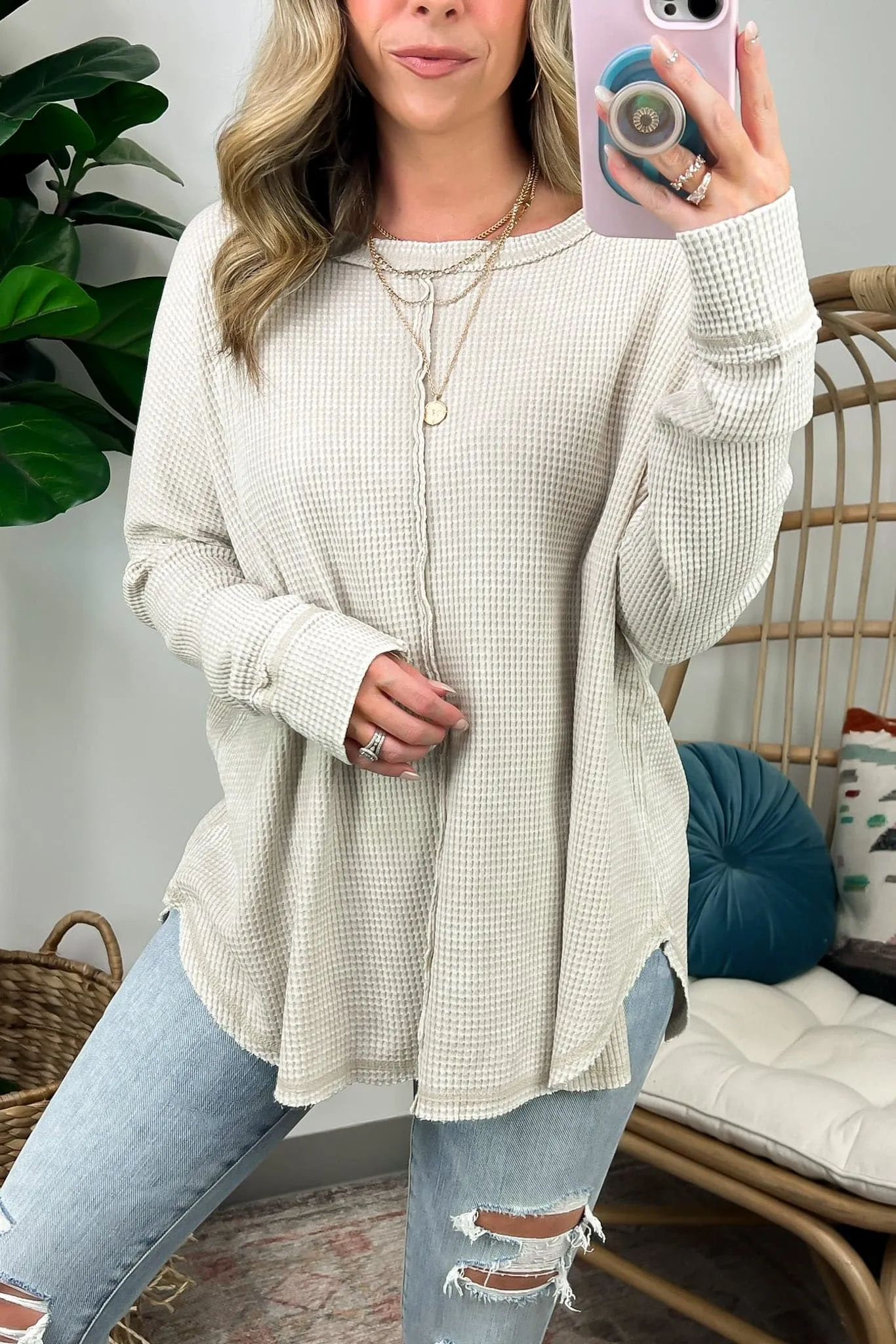 Lovedale Waffle Knit Oversized Top - BACK IN STOCK