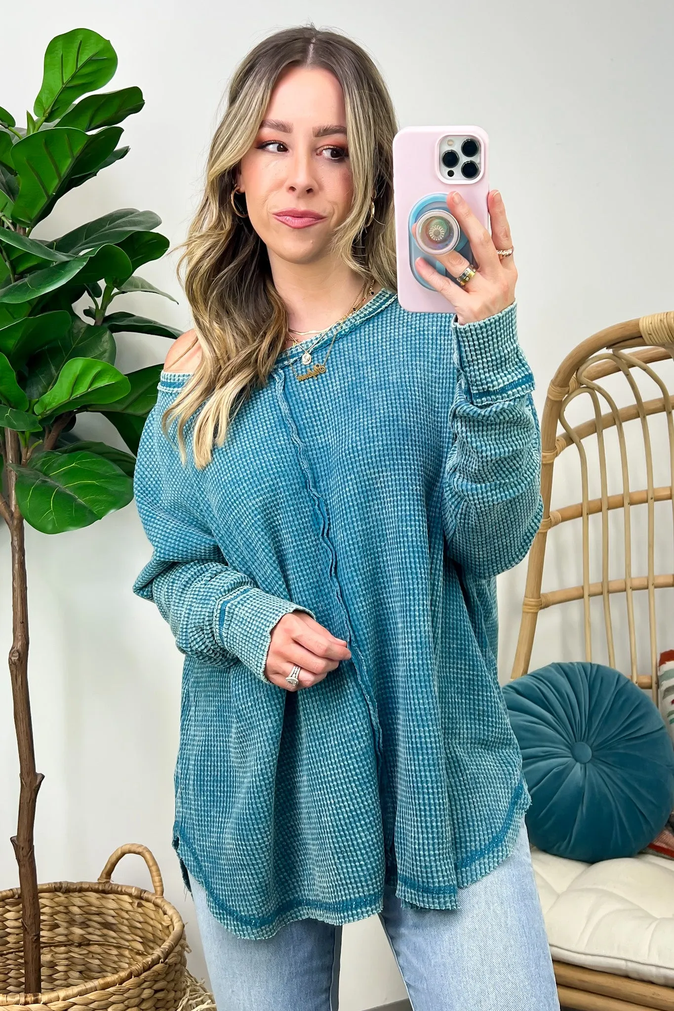 Lovedale Waffle Knit Oversized Top - BACK IN STOCK