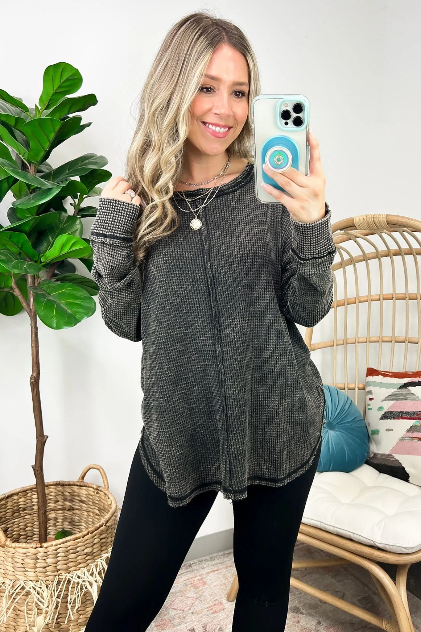 Lovedale Waffle Knit Oversized Top - BACK IN STOCK